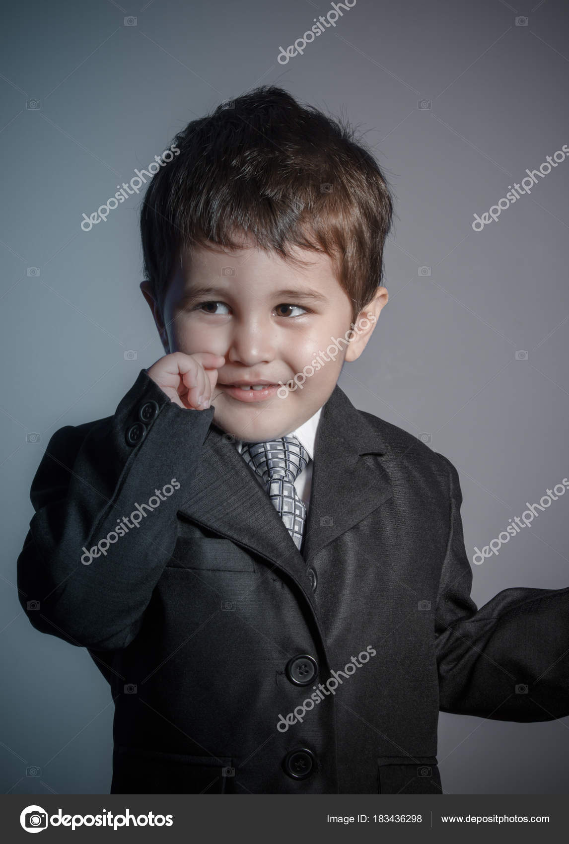 First Employment Little Businessman Brown Haired Boy Dressed Suit ...