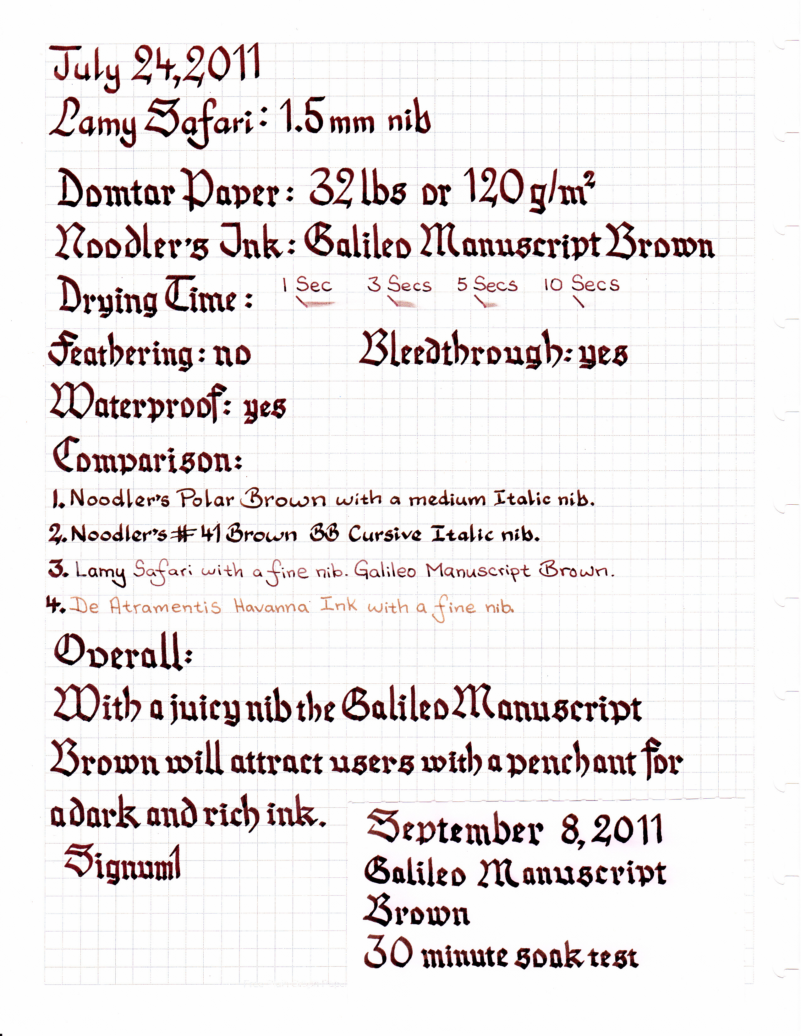 Noodler's Ink: Galileo Manuscript Brown - Ink Reviews - The Fountain ...