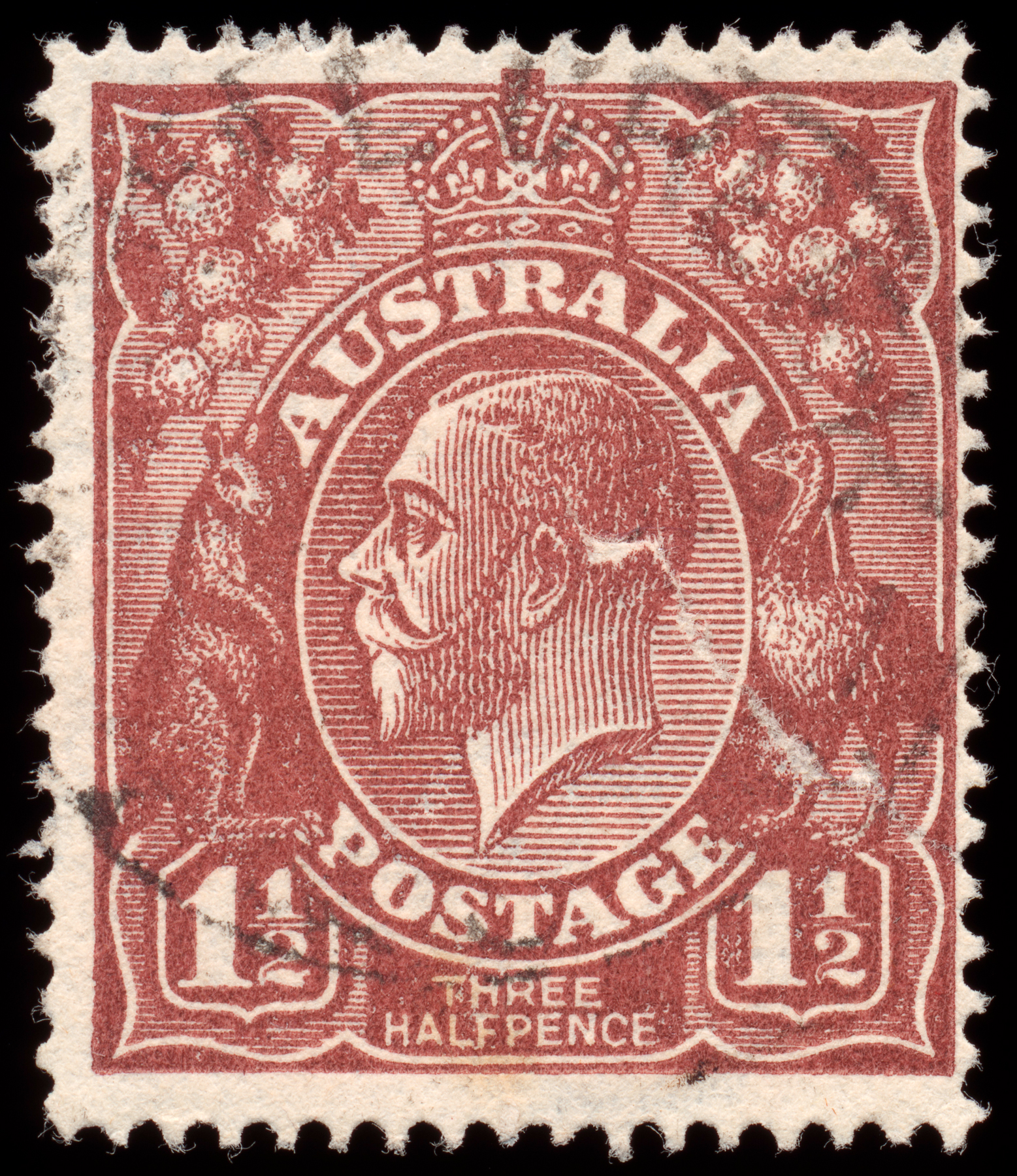 Brown King George V Stamp, 1, Postage, Regal, Rectangular, HQ Photo