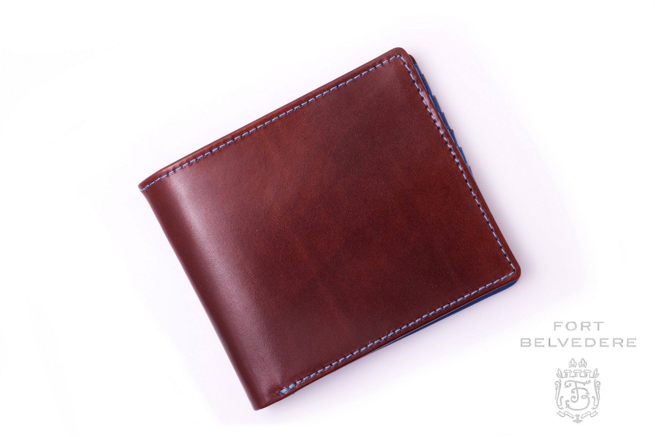 Luxury Men's Leather Wallet in Whisky Patina Brown Boxcalf & Blue ...
