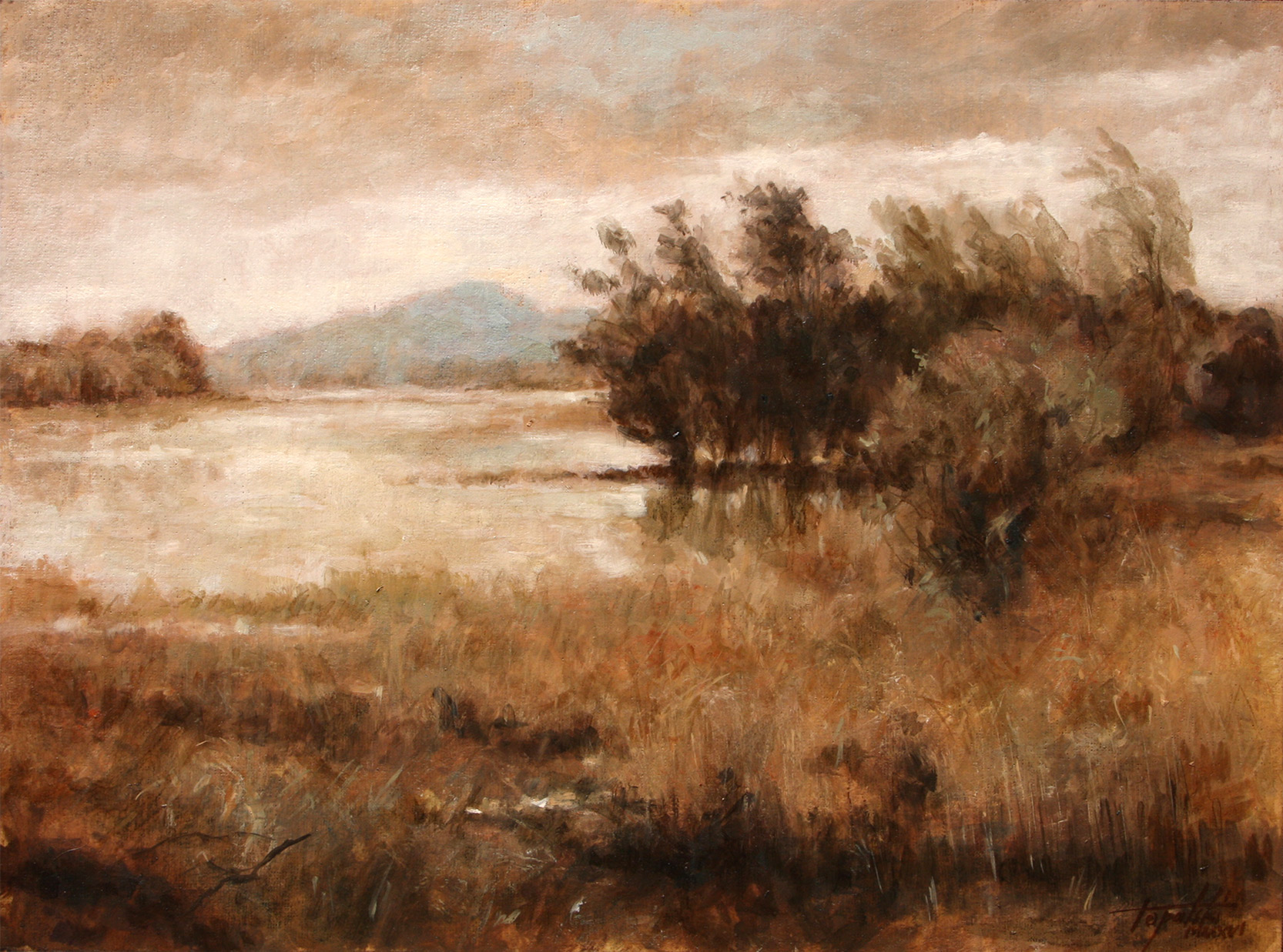 Distant Mountains – Landscape oil painting | Fine Arts Gallery ...