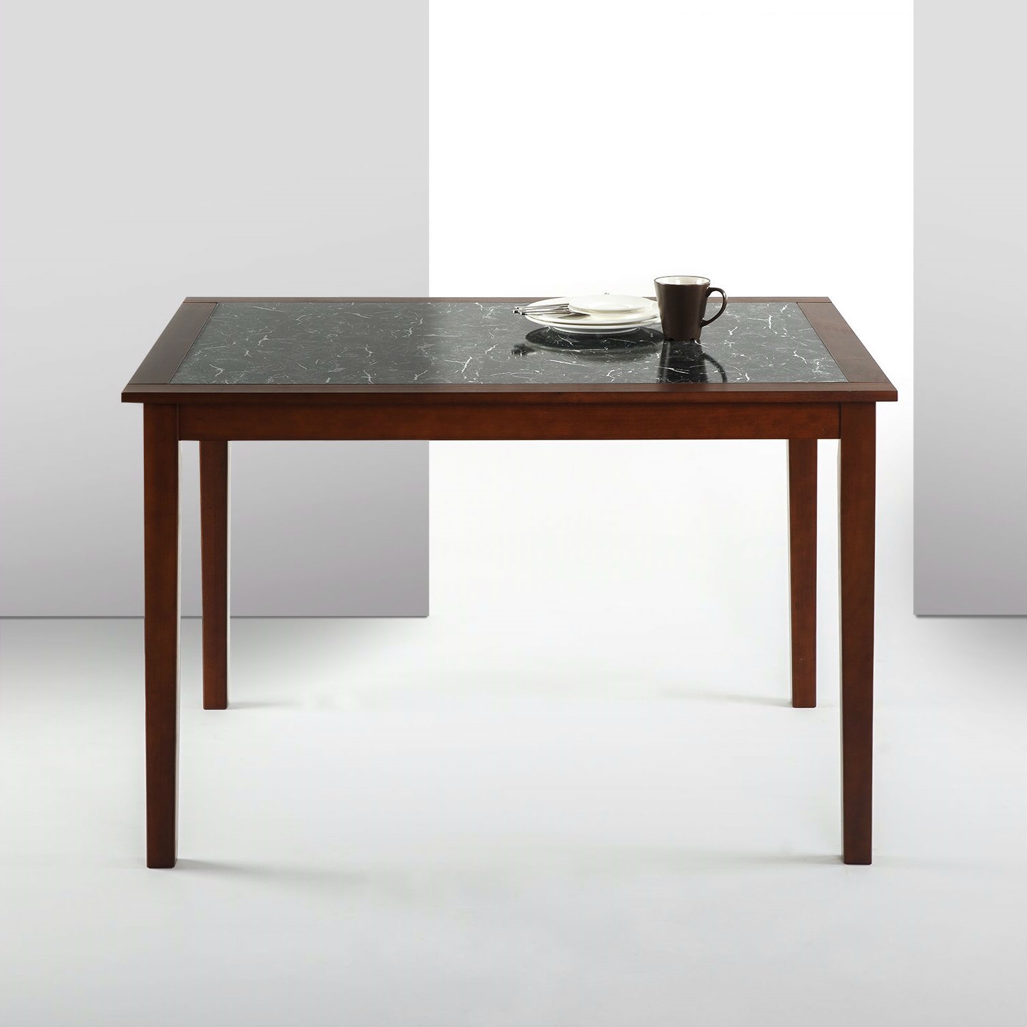 Rectangular 48 x 36 inch Brown Wood Dining Table with Faux Marble ...