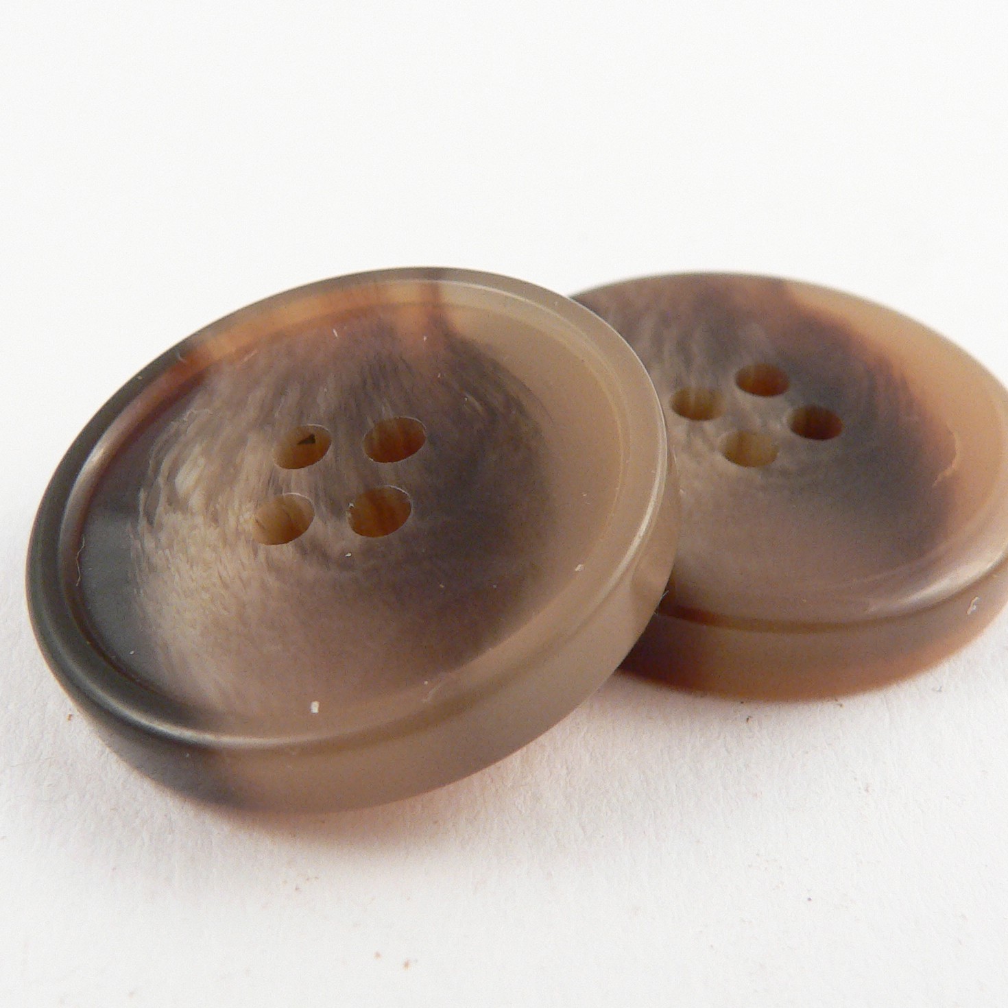 22mm Brown Round Horn Effect 4 Hole Button - Totally Buttons