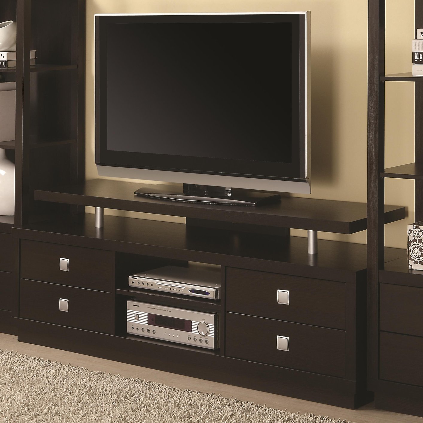 Brown Wood TV Stand - Steal-A-Sofa Furniture Outlet Los Angeles CA