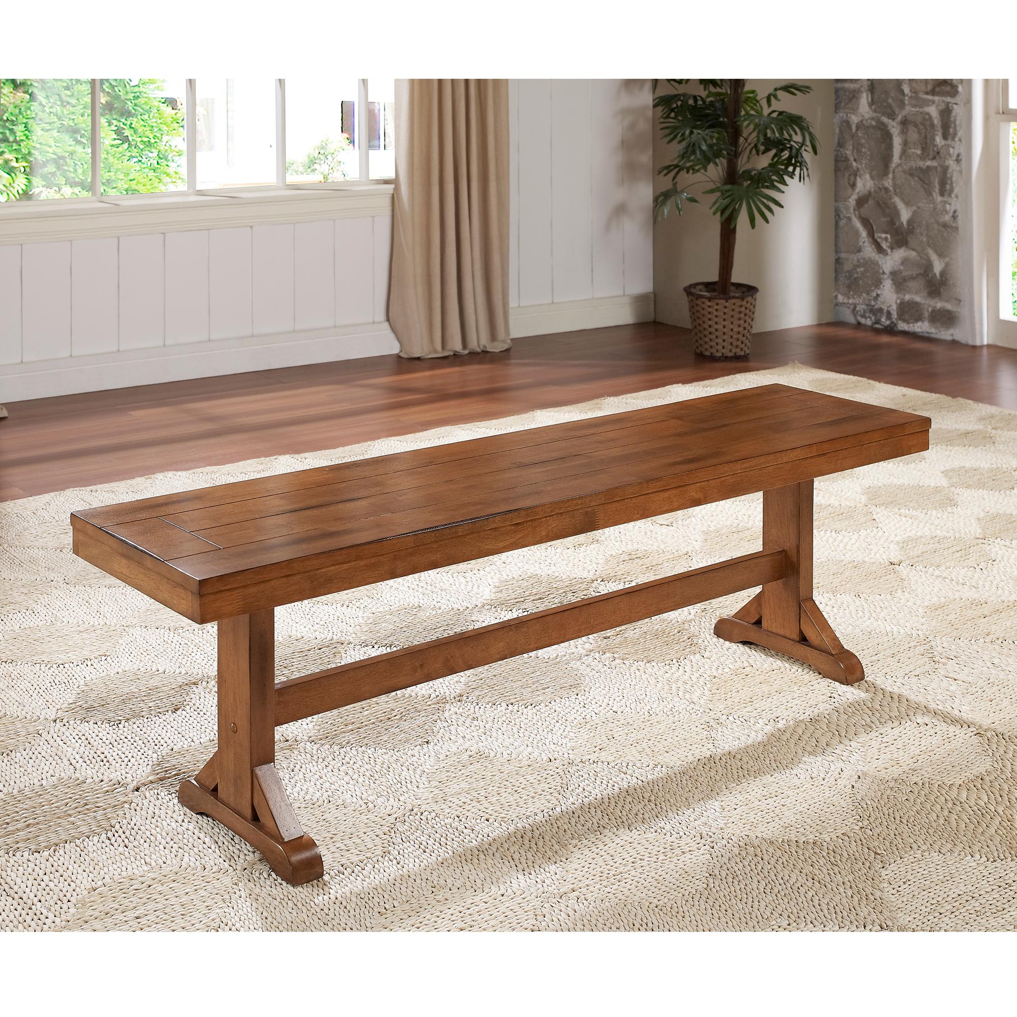 Amazon.com: WE Furniture Solid Wood Dark Oak Dining Bench: Kitchen ...