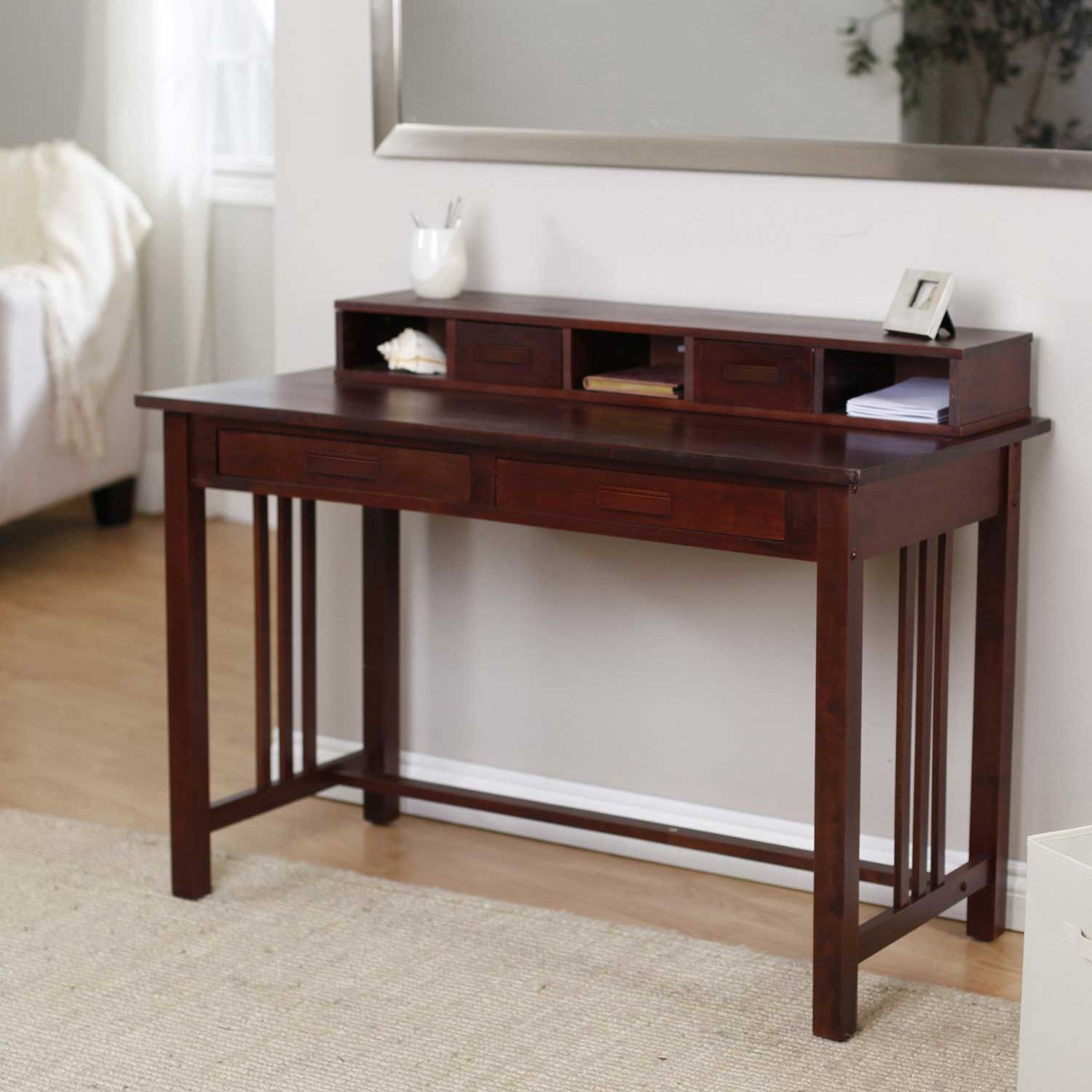 Majestic Brown Wood Desk Home Office Furniture U Desks Classic L ...