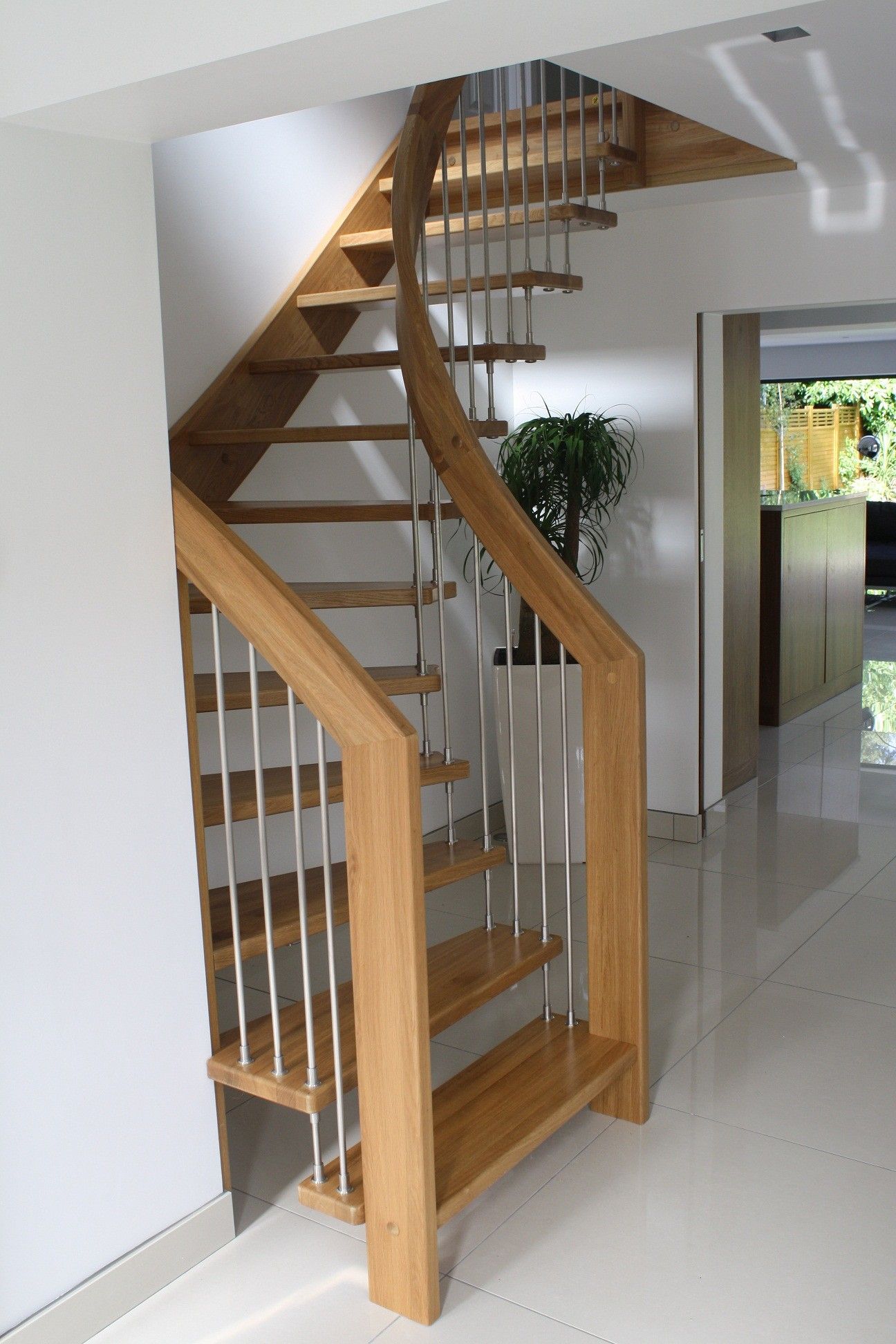 Alluring Design Ideas Of Small Space Staircase With Brown Wooden ...