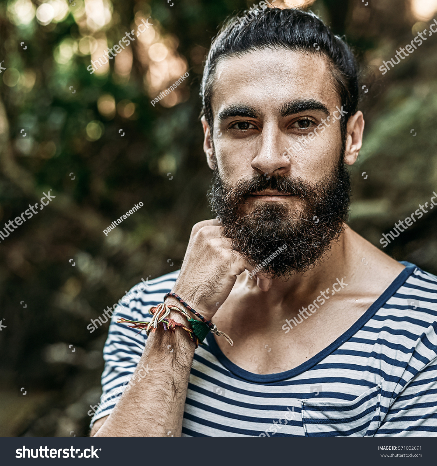Portrait Brutal Bearded Man Stock Photo (Safe to Use) 571002691 ...