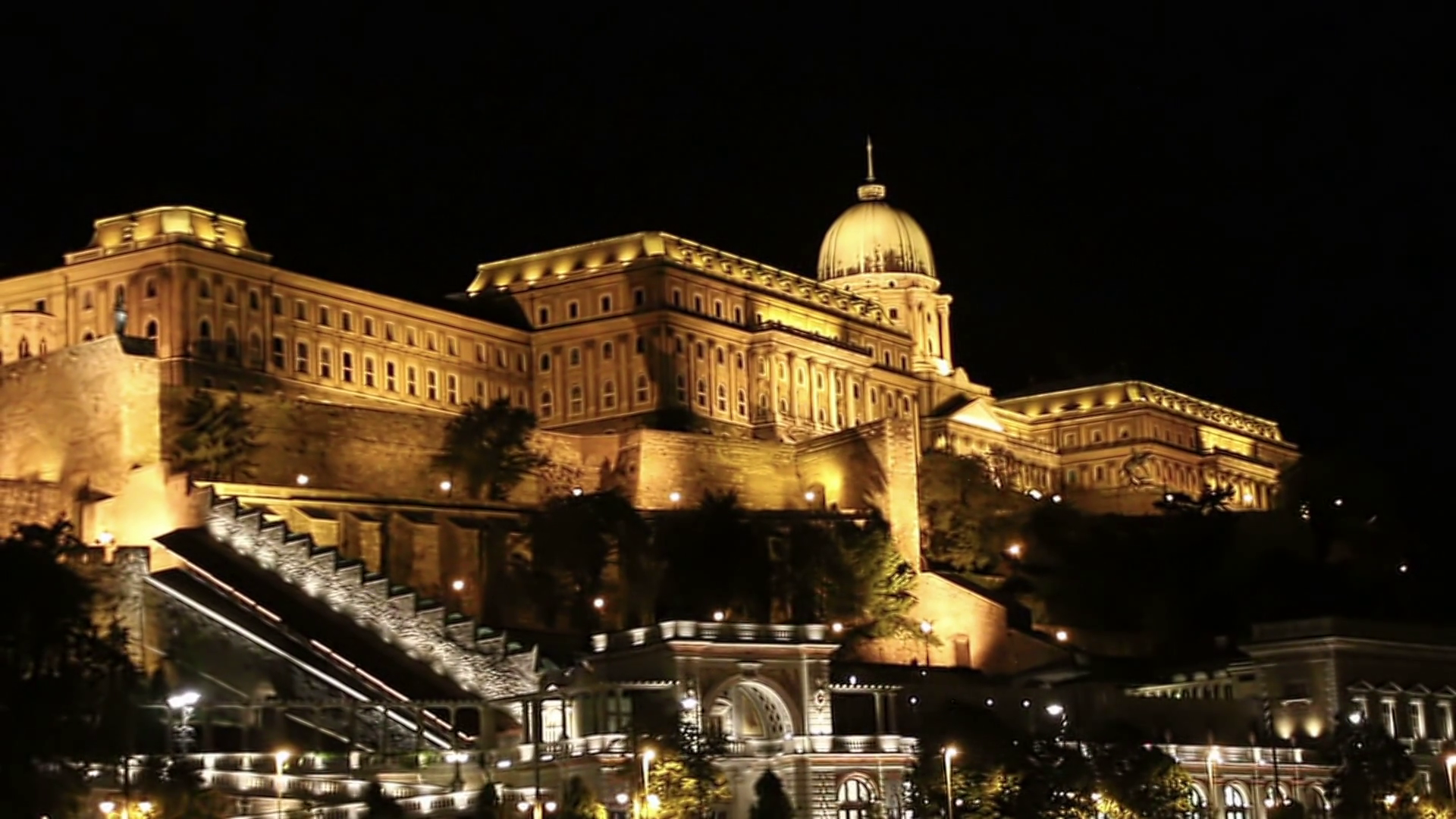 Royal Palace or Buda Castle at evening, Budapest in Hungary. Stock ...