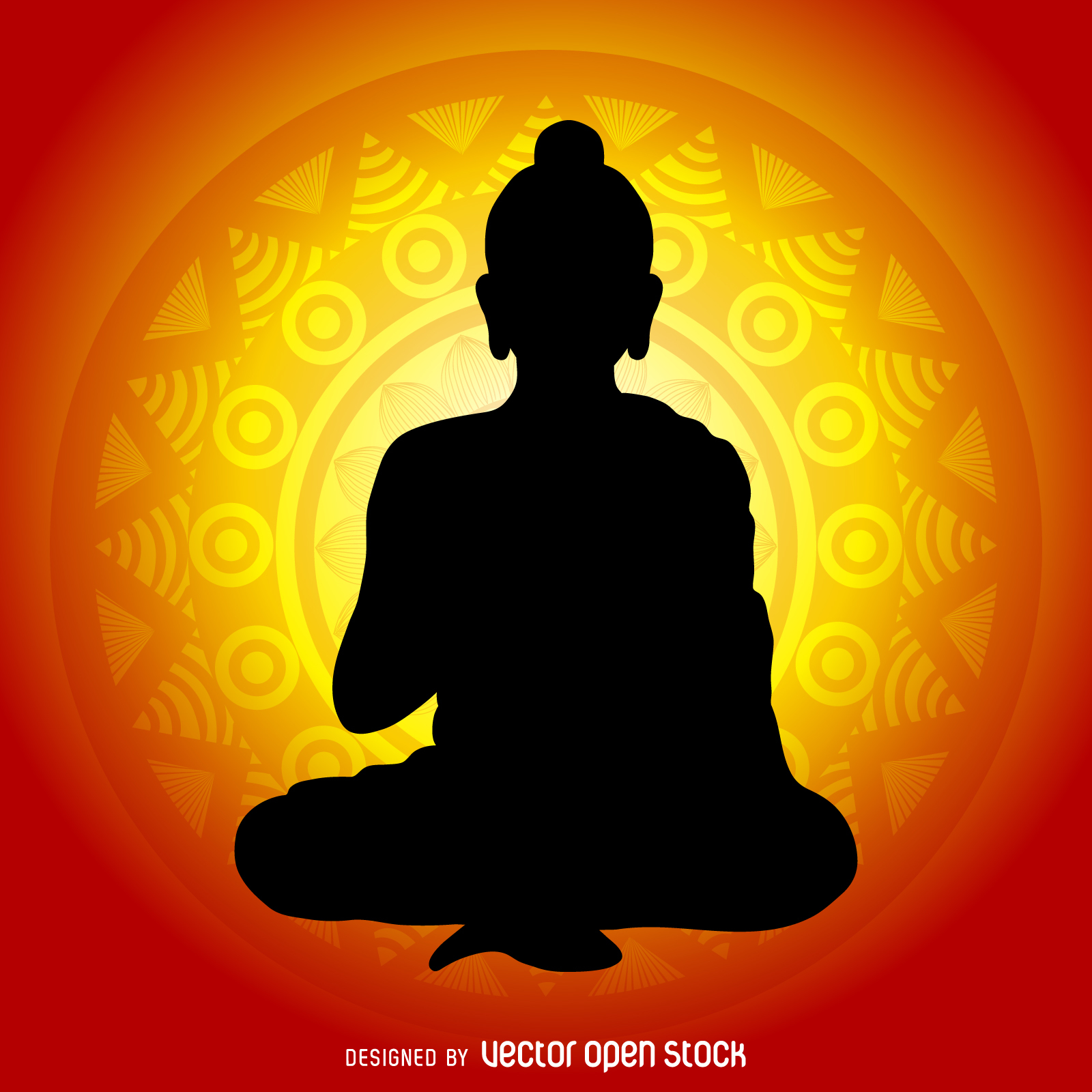 Buddha silhouette along mandala - Vector download