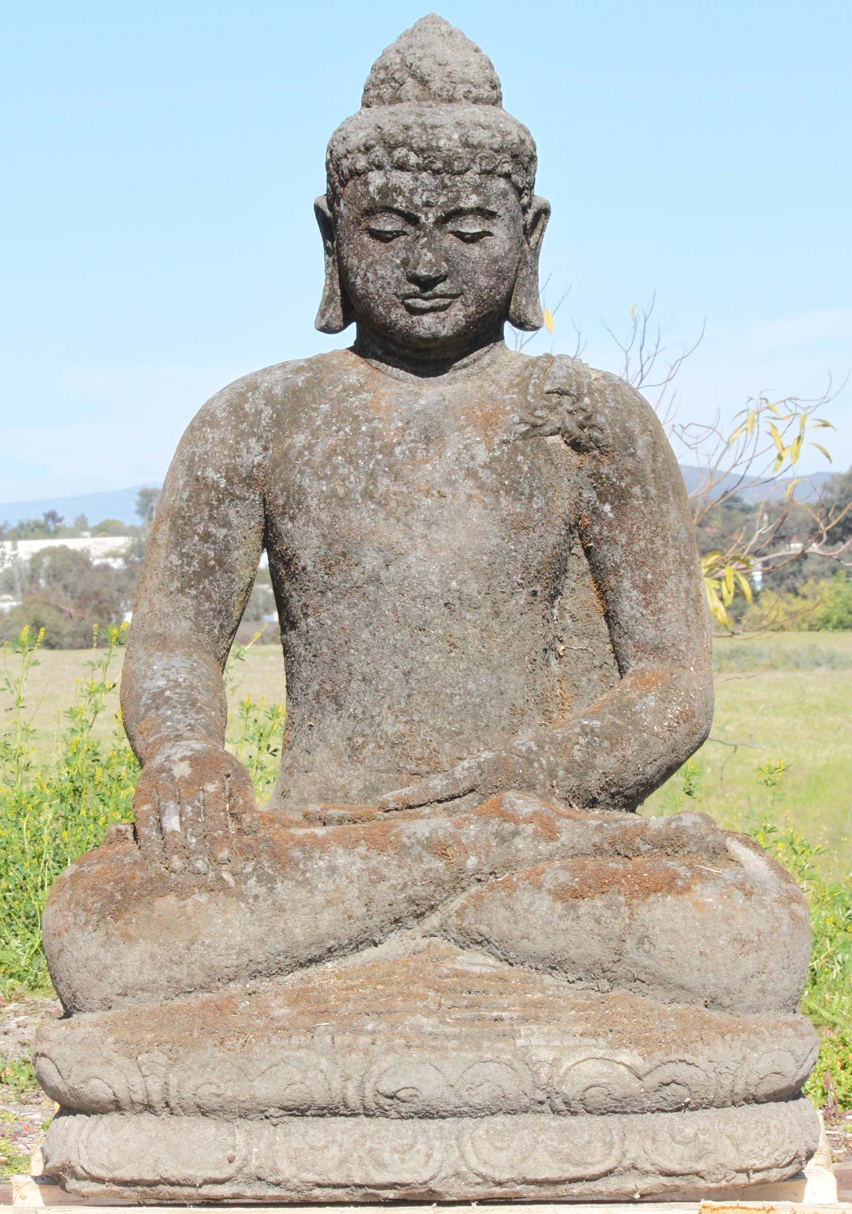 Stone Rustic Buddha Statue With Moss 40