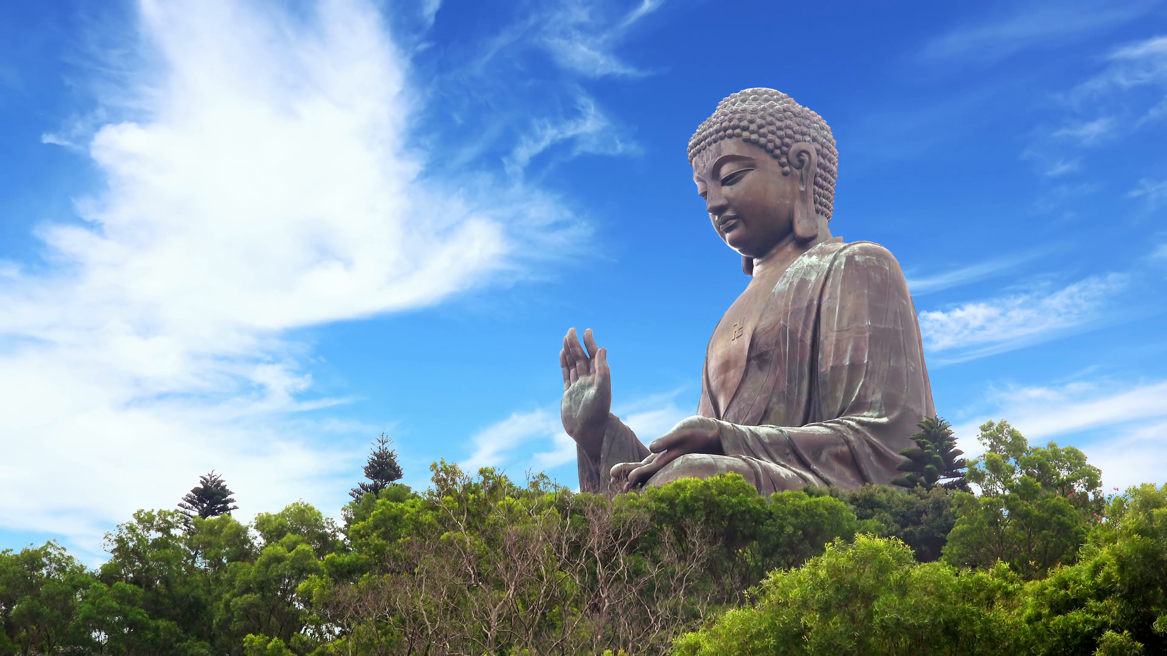 4K Timelapse of The Tian Tan Big Buddha Statue in Lantau Island in ...