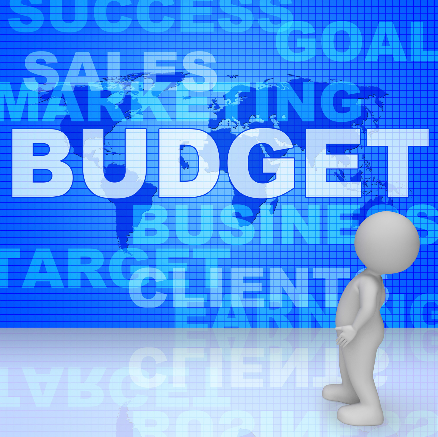 Budget words means bills costing and money 3d rendering photo