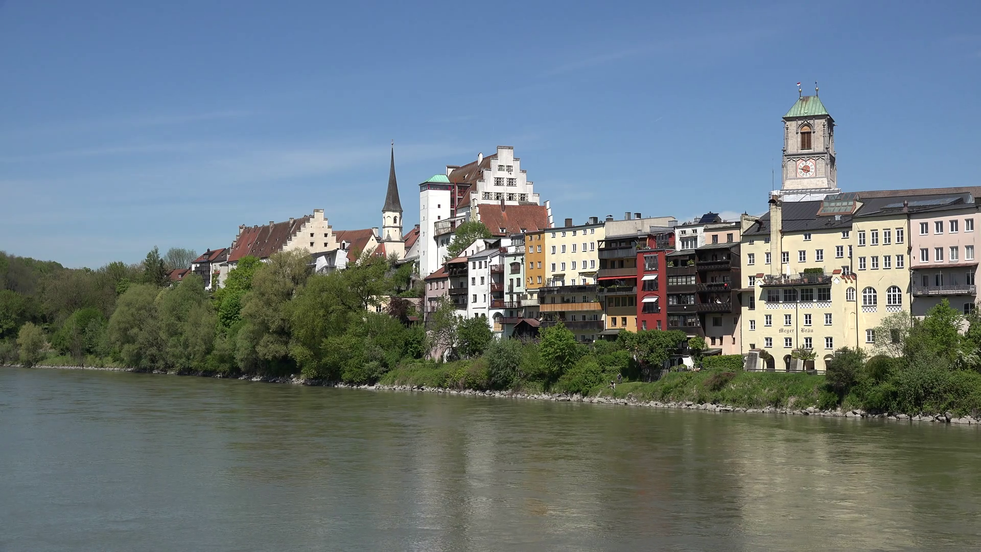 Germany Wasserburg Am Inn Buildings On River Bank Stock Video ...
