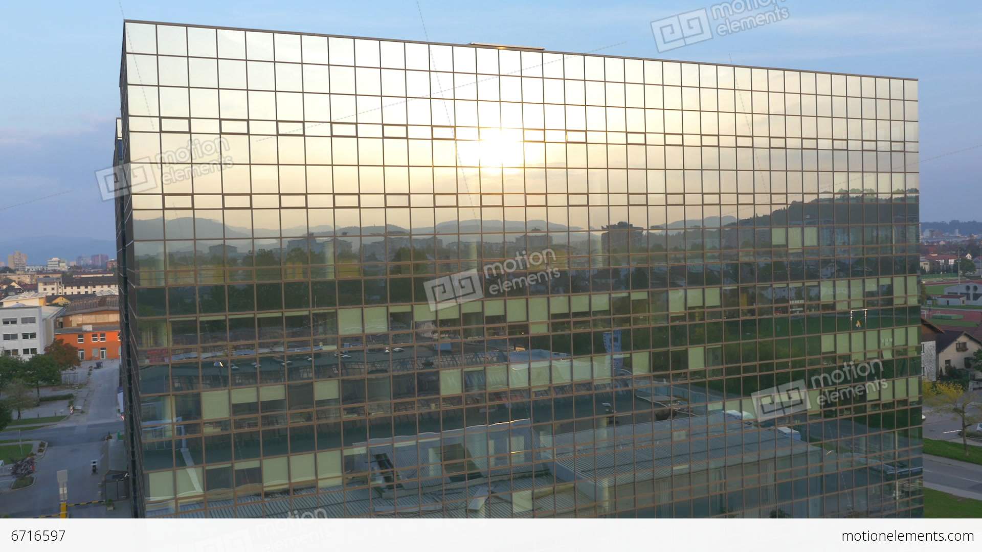AERIAL: Reflection In The Business Glass Building Stock video ...