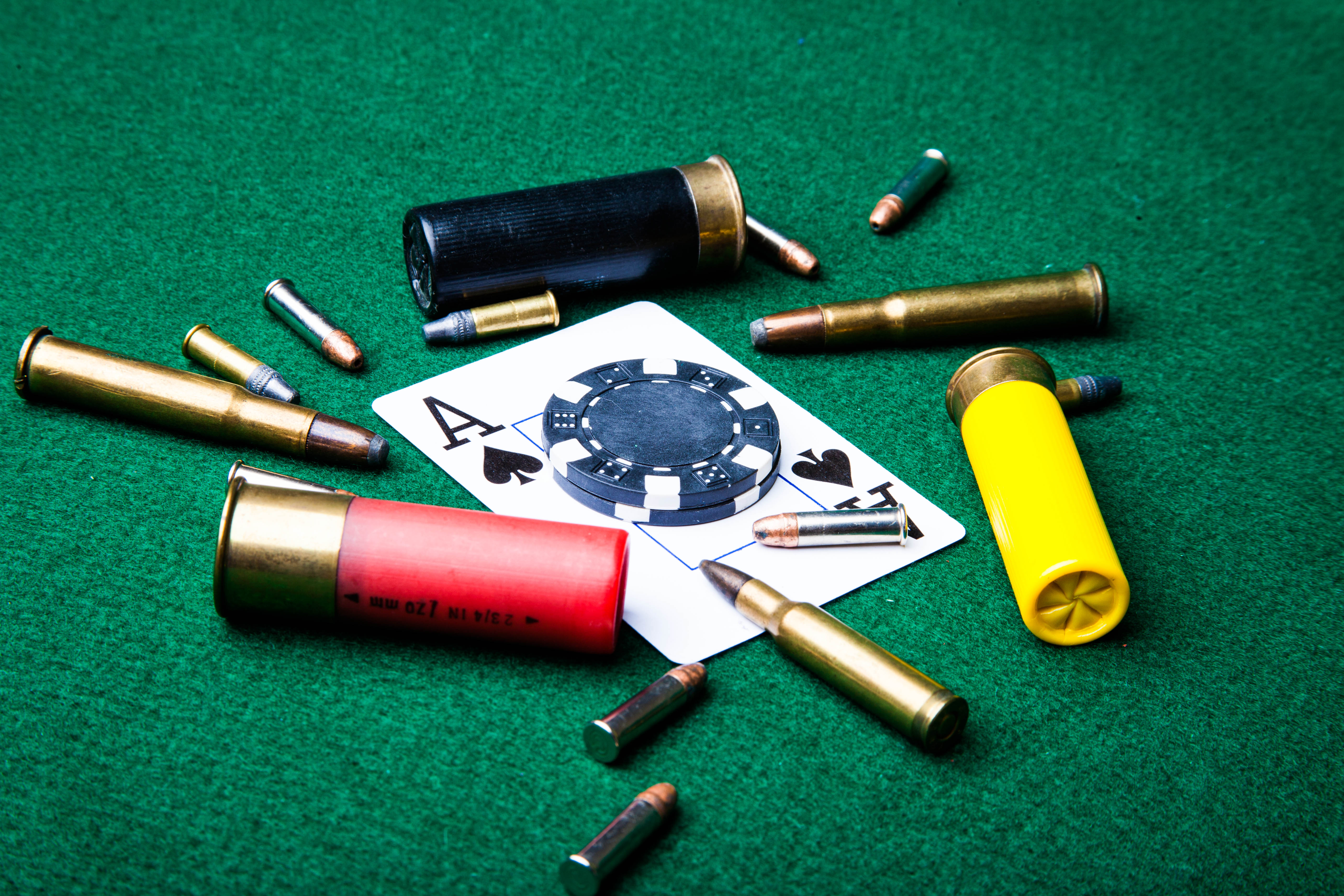 Bullets and ace of spades, Ammo, Reward, Vegas, Table, HQ Photo
