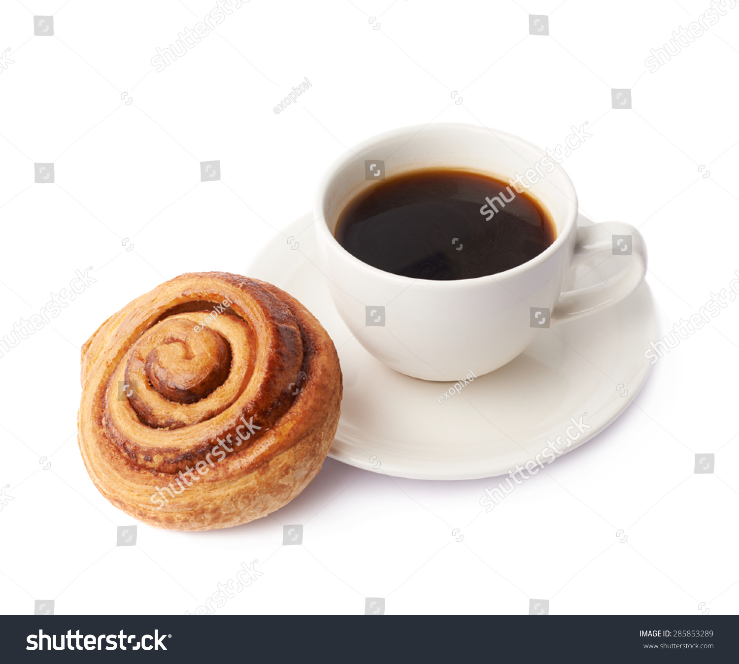 Cup Coffee Cinnamon Roll Bun Pastry Stock Photo 285853289 - Shutterstock