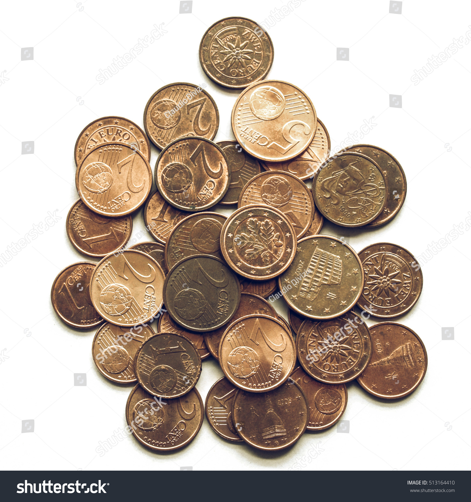 Vintage Looking Bunch Euro Coins Money Stock Photo (Royalty Free ...