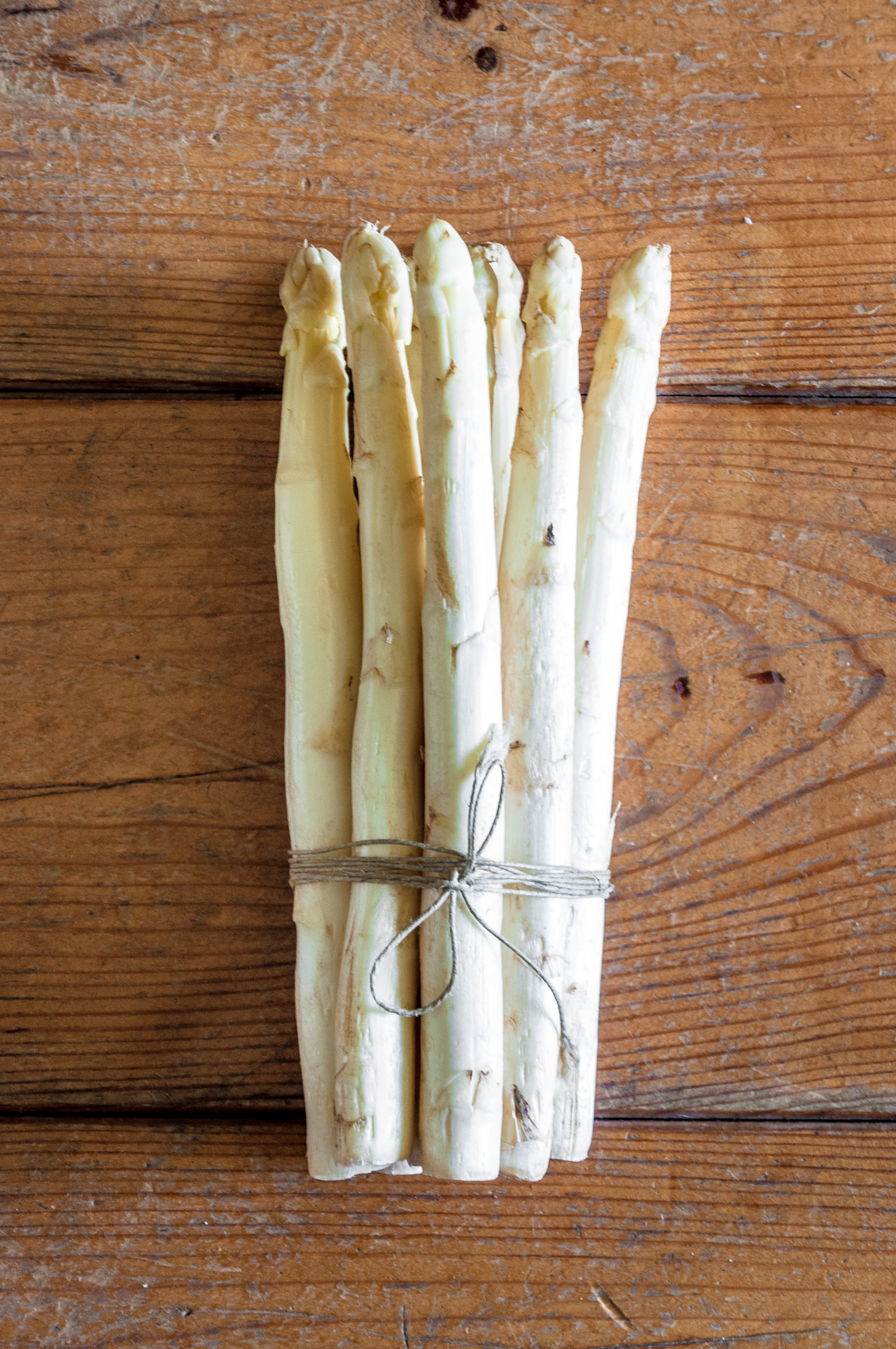 Bunch of white asparagus photo