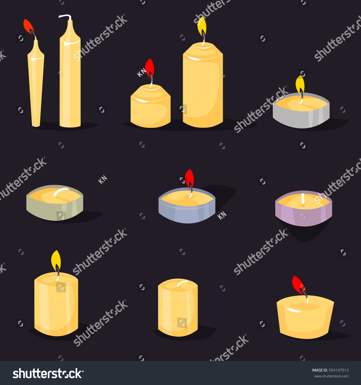 Cartoon Burning Candles Candle Holder Fire Stock Vector 504147913 ...