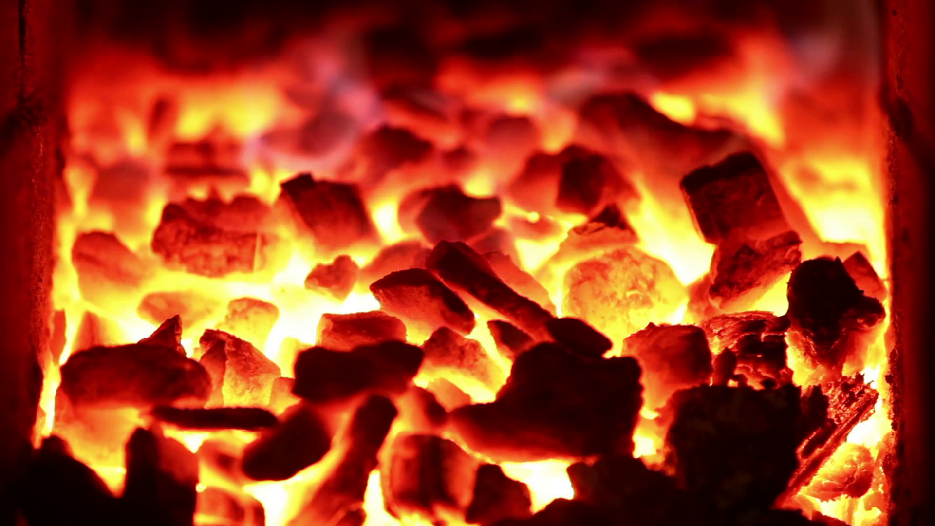 Coal burning in the furnace firebox Stock Video Footage - Videoblocks