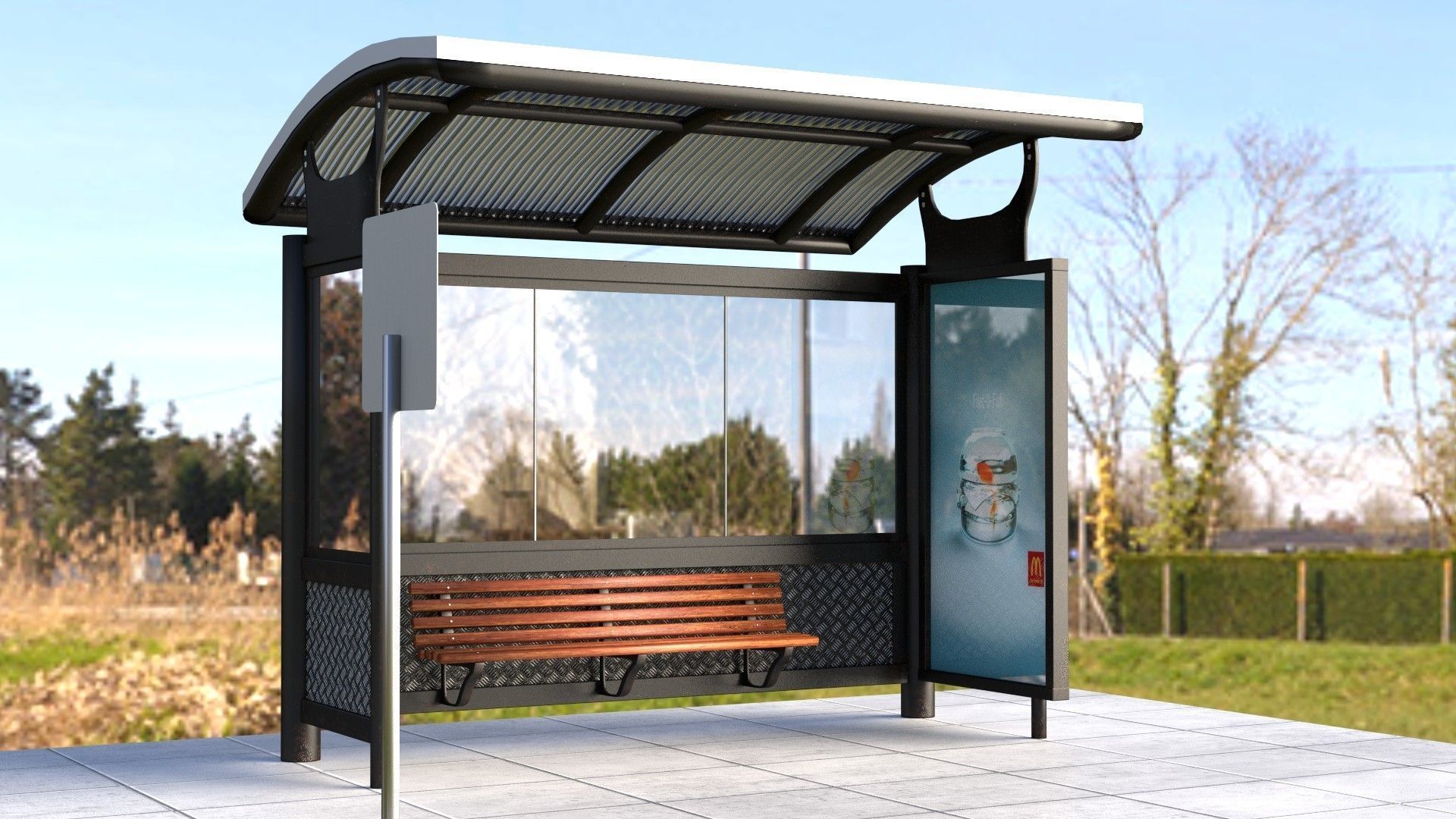 Bus Stop Shelter 3D model | CGTrader