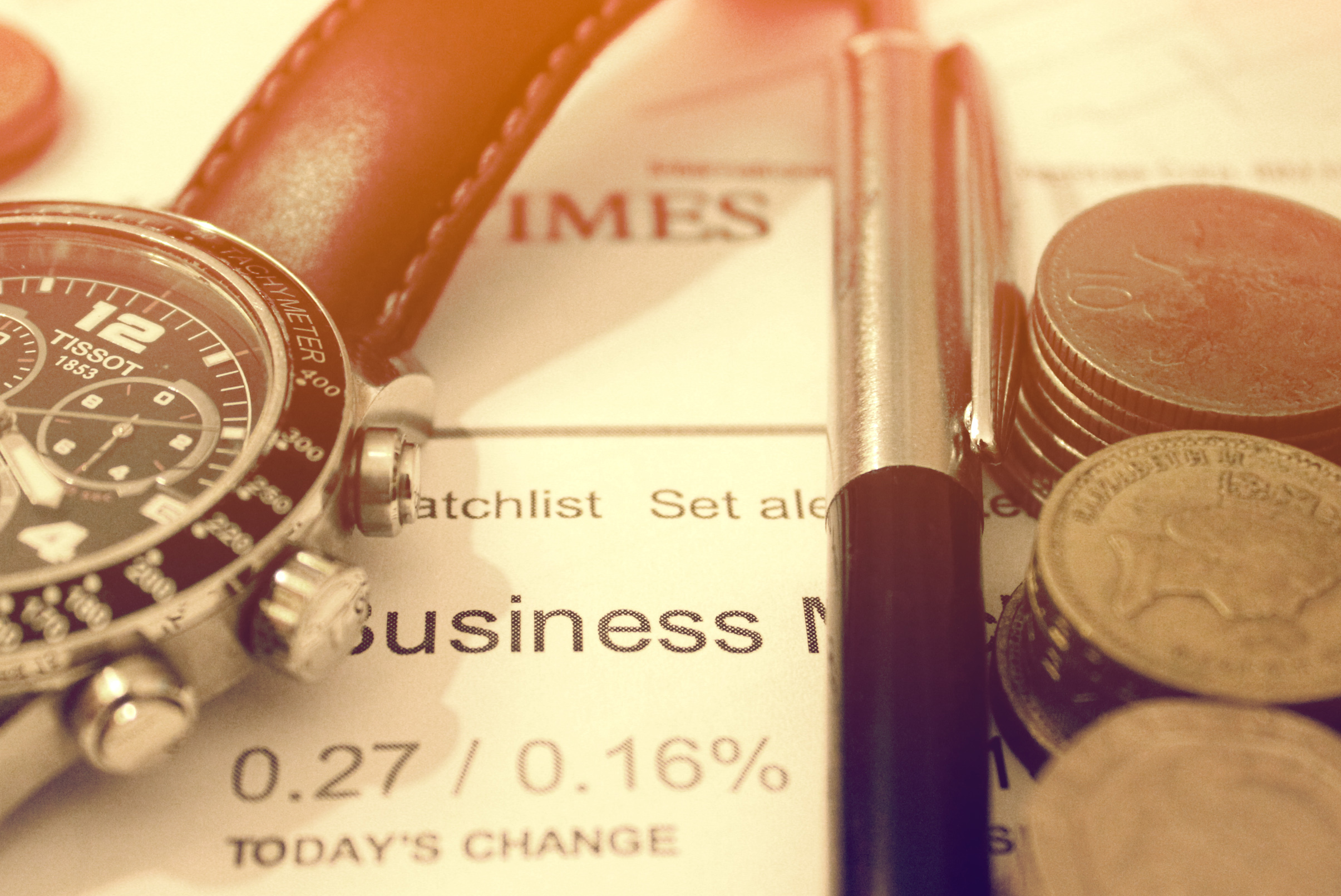 Business and Finance Concept - Business Word on Financial Newspaper, Accounting, Object, Price, Pound, HQ Photo