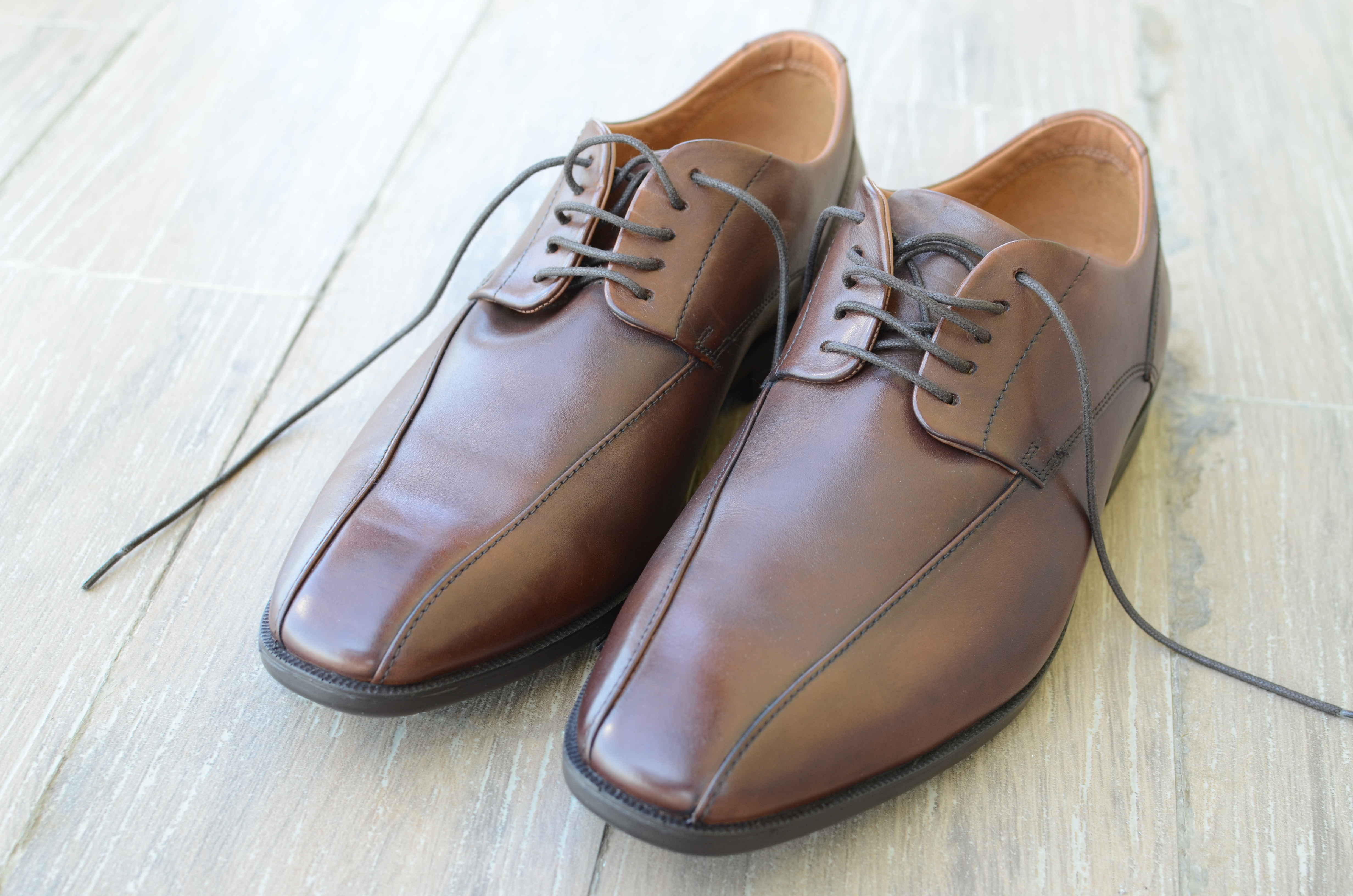Business shoes on wood floor photo