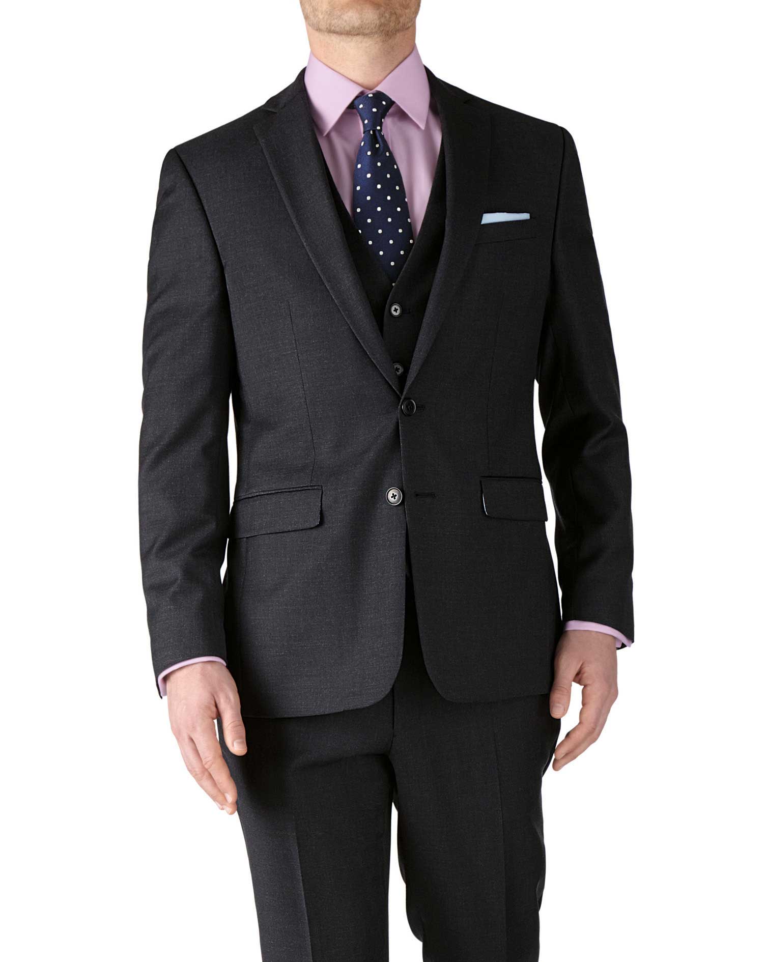 Charcoal slim fit twill business suit jacket | Charles Tyrwhitt