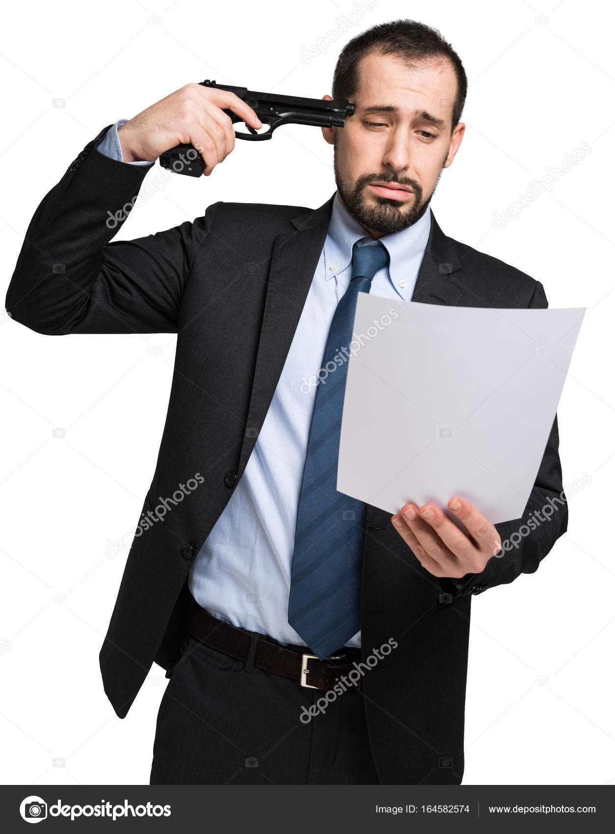 businessman shooting himself for business problems — Stock Photo ...