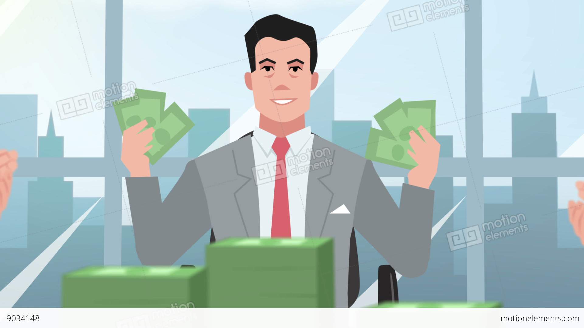 Cartoon Corporate / Happy Businessman Throwing Money Stock Animation ...