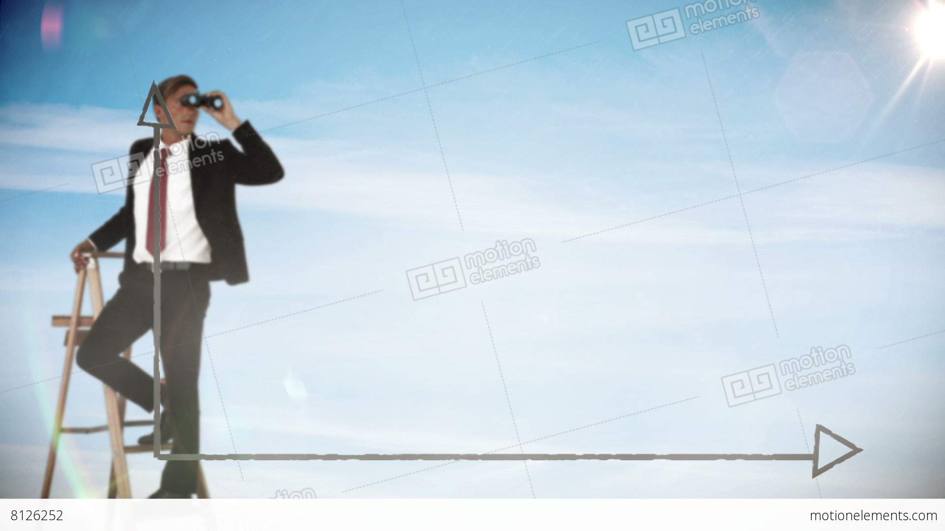 Businessman Looking At Date Graph With Binoculars Stock Animation ...