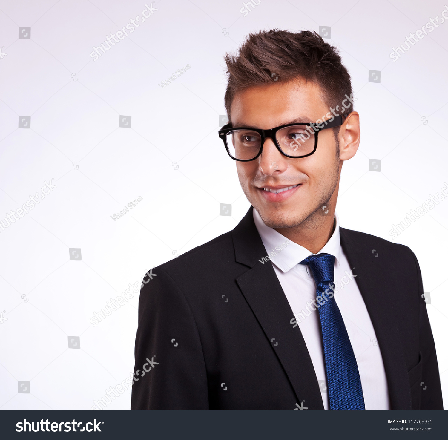 Business Man Wearing Glasses Looking Side Stock Photo (Royalty Free ...