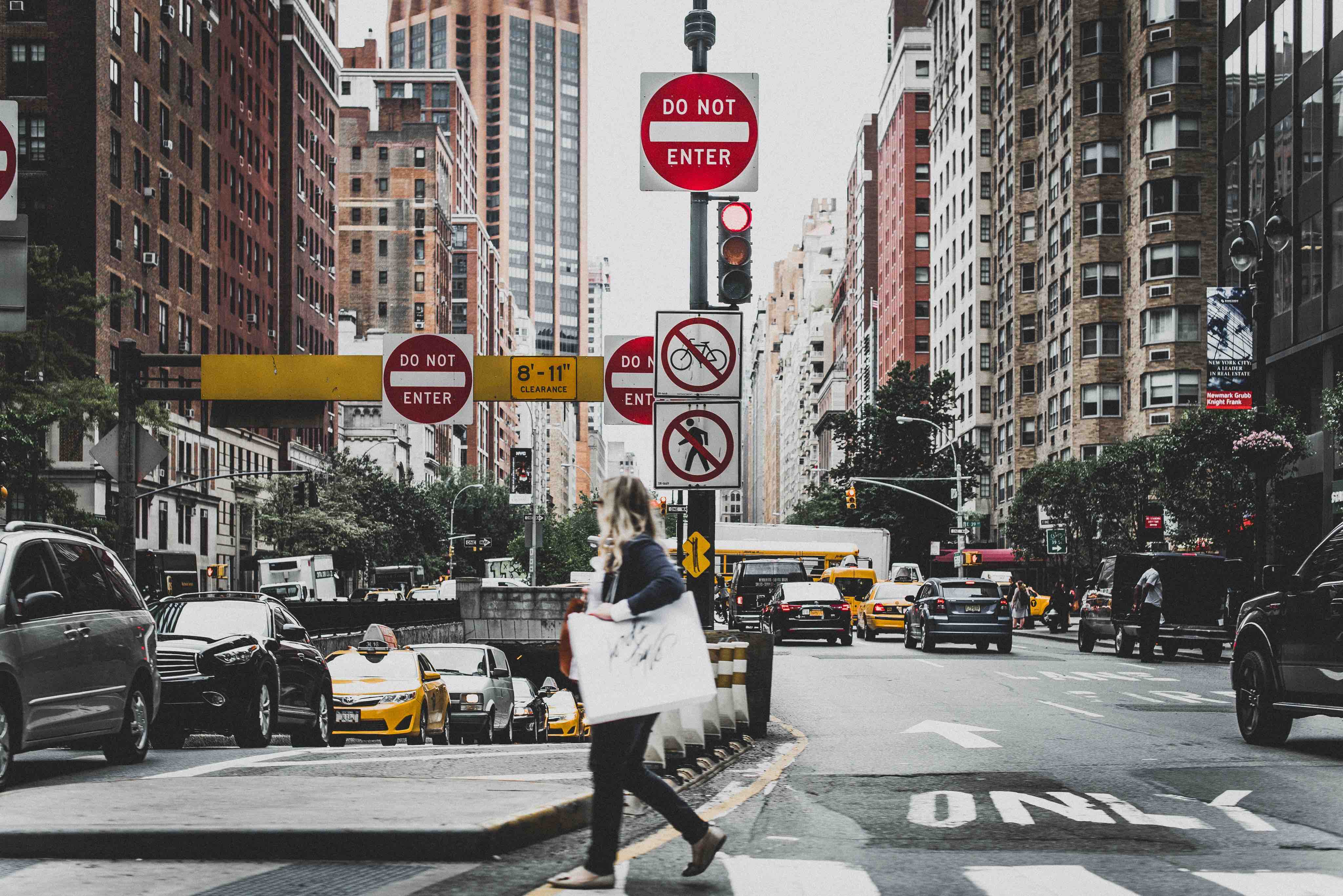 busy city street woman crosswalk | Scott Savage