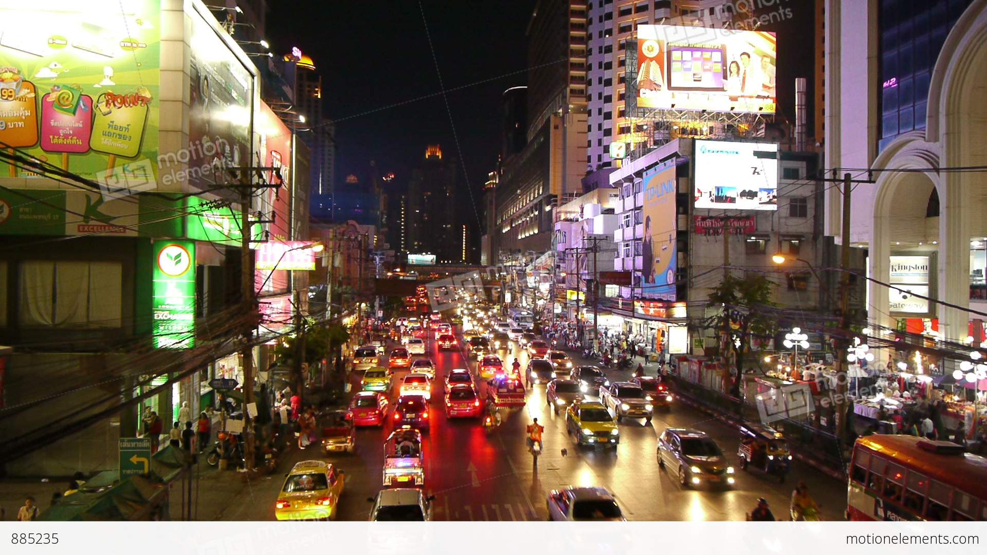 Busy Street Scene In Bangkok, Thailand Stock video footage | 885235