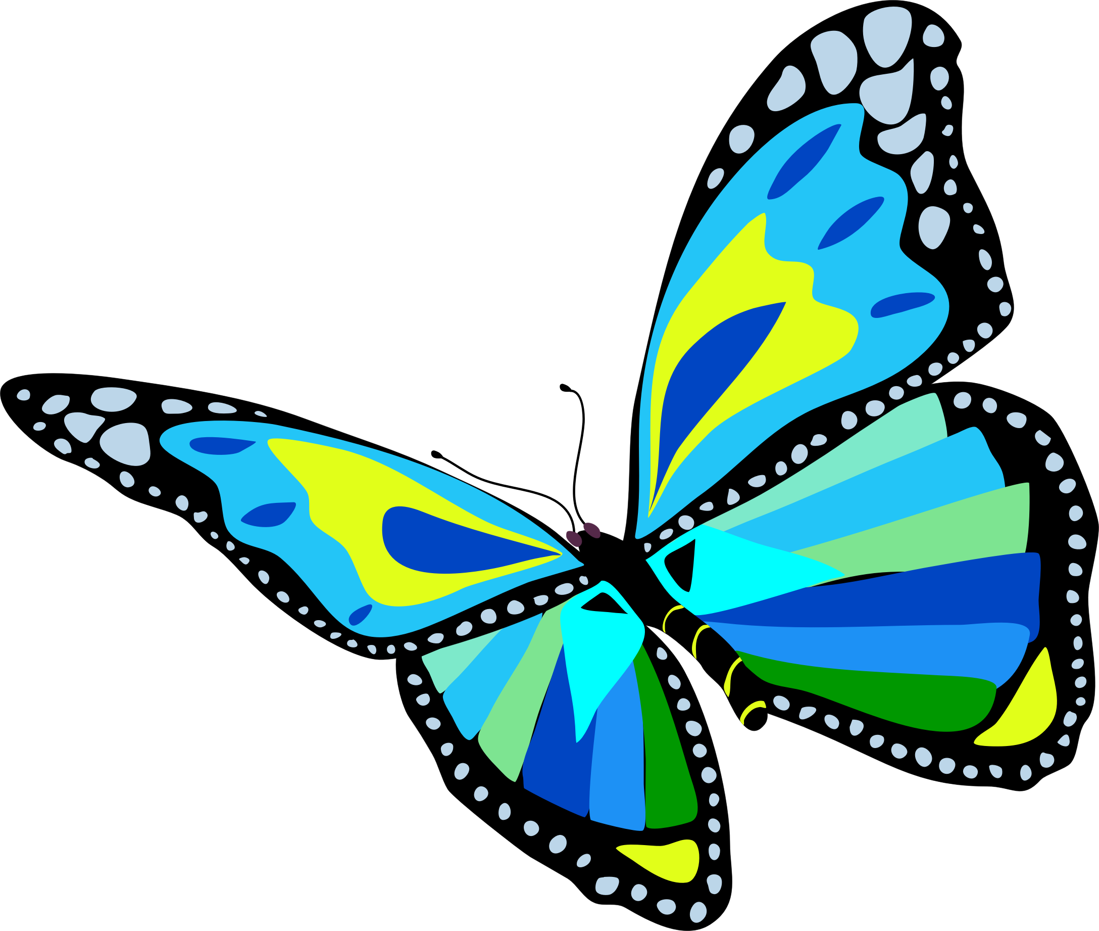 Clipart - Flying Blue Butterfly