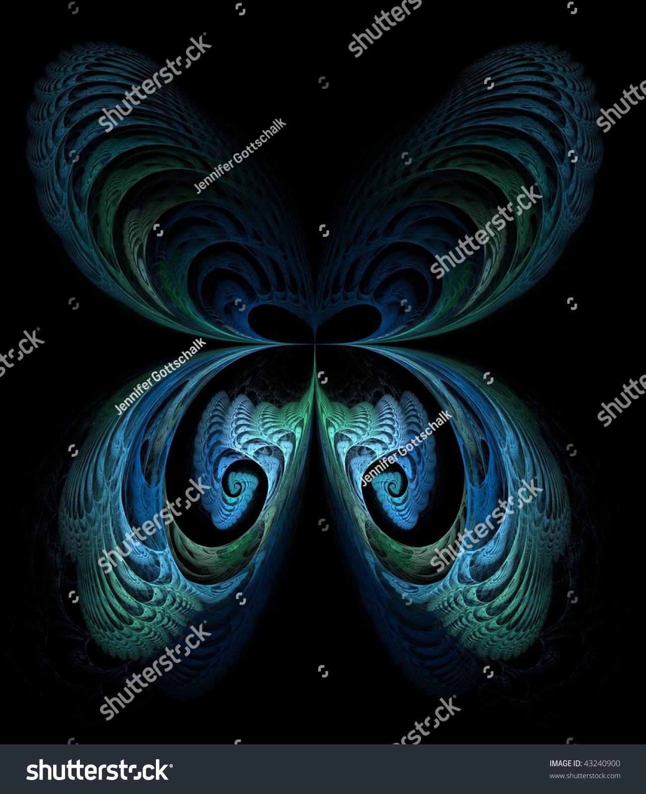 Detailed Green Blue Butterfly Fractal On Stock Illustration 43240900 ...