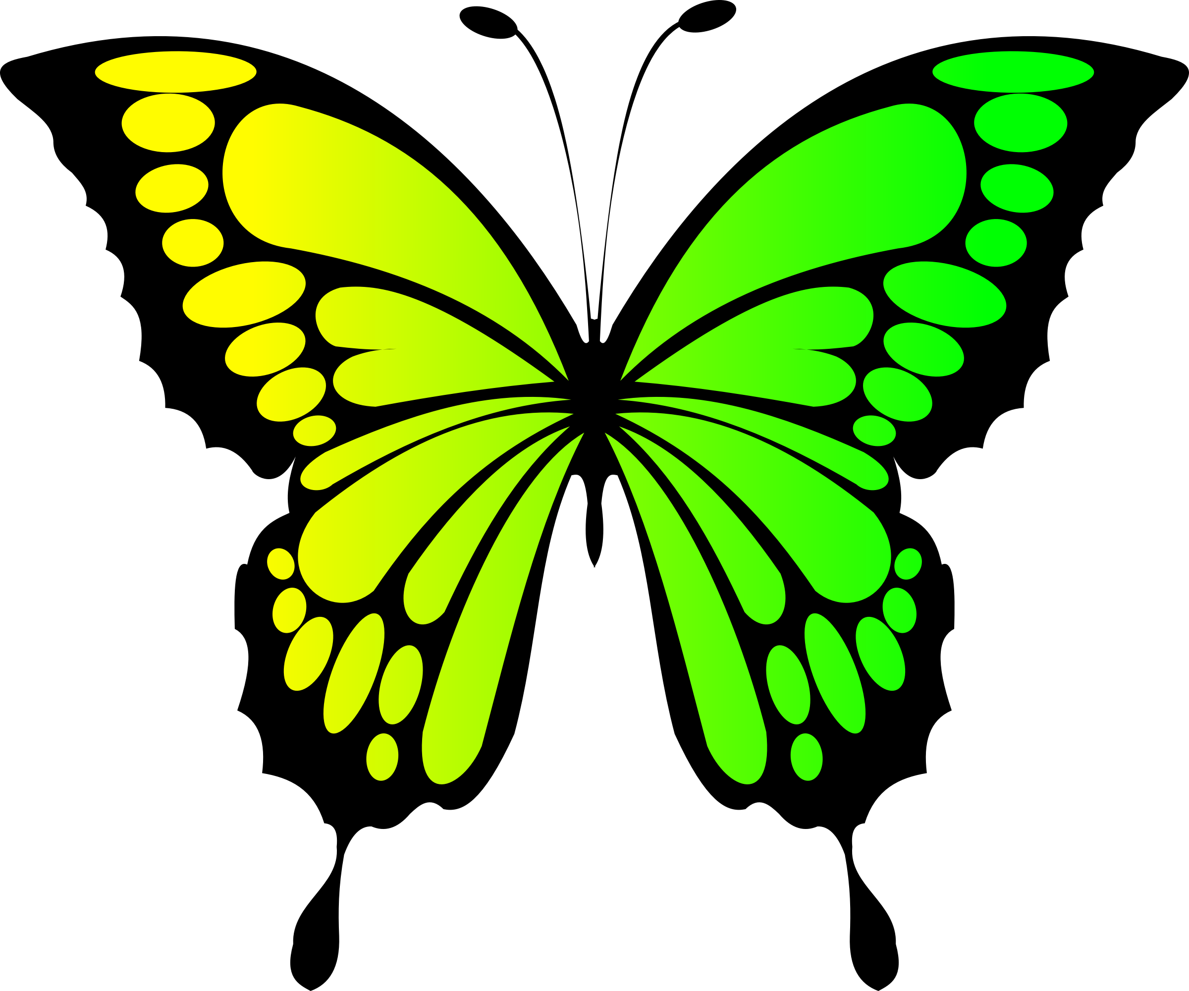 Clipart - Butterfly Yellow Green