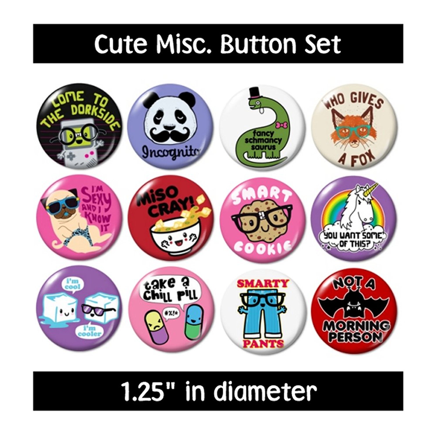 Amazon.com: CUTE MISC. BUTTONS pins badges dork smarty pants new ...