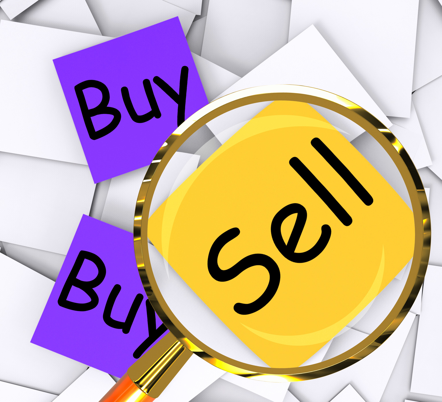 Buy Sell Post-It Papers Mean Shopping Retail And Trade, Bought, Retail, Trade, Sold, HQ Photo