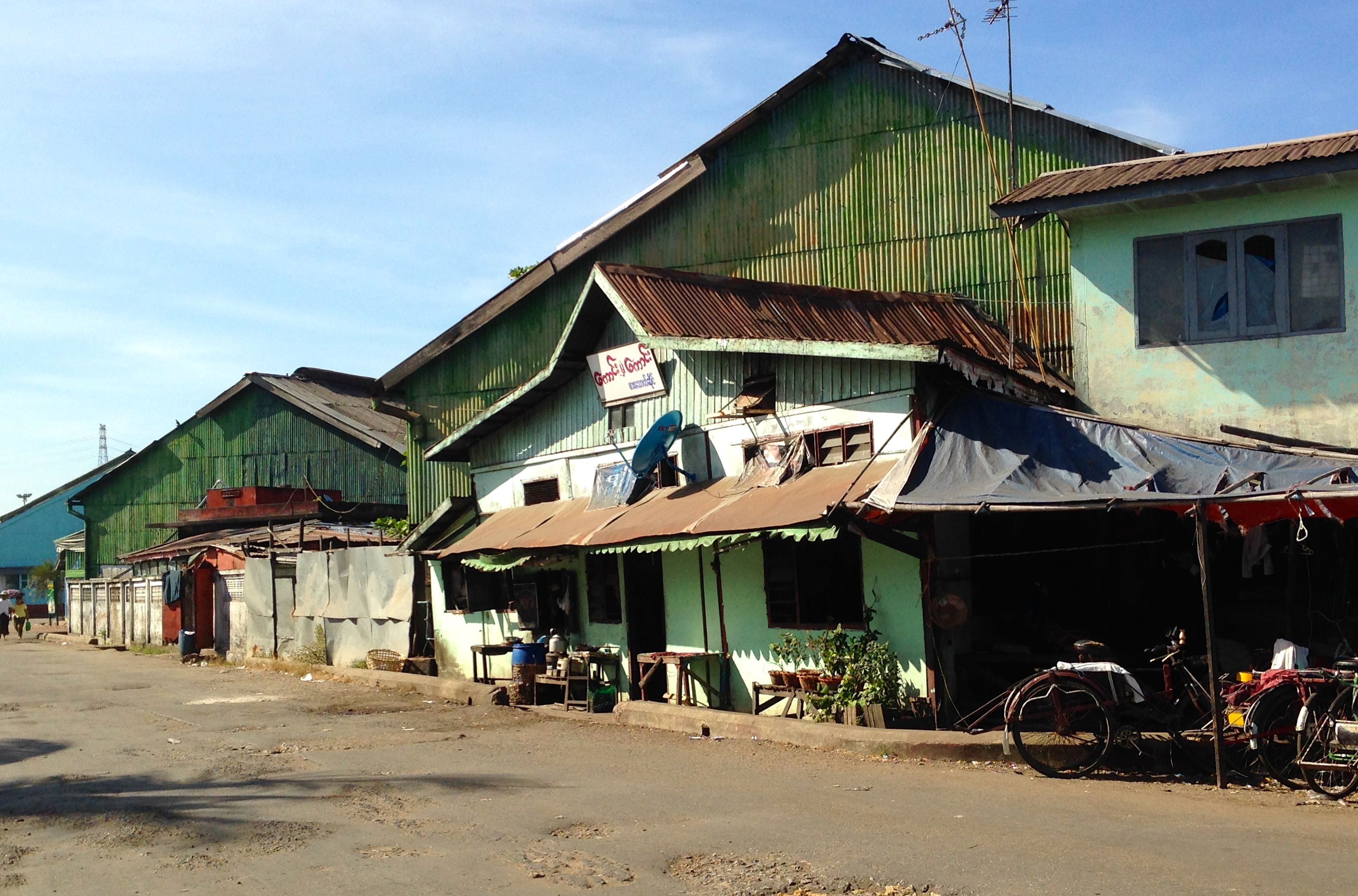 Colors of Burma. Old warehouse by the harbor of Rangoon (Yangon ...