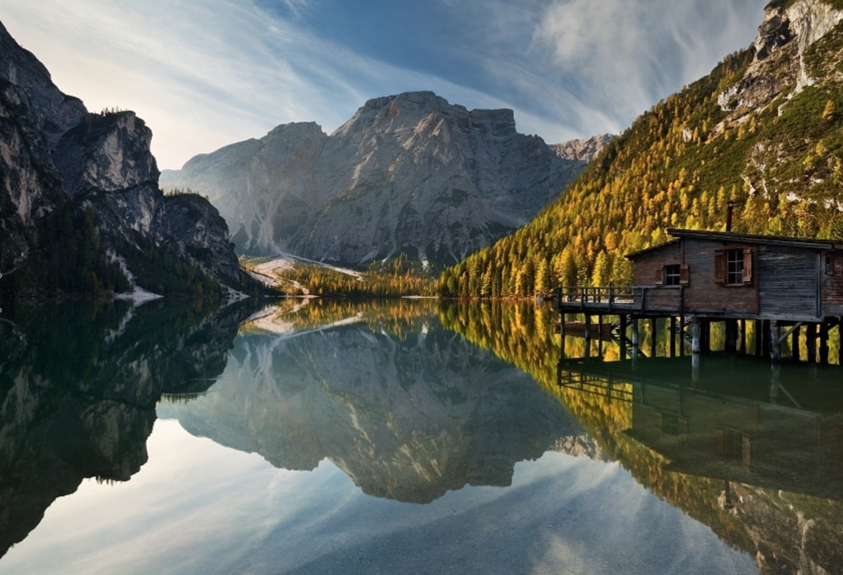 A secluded cabin in Lake Braies, Dolomites, Italy....the clearest ...