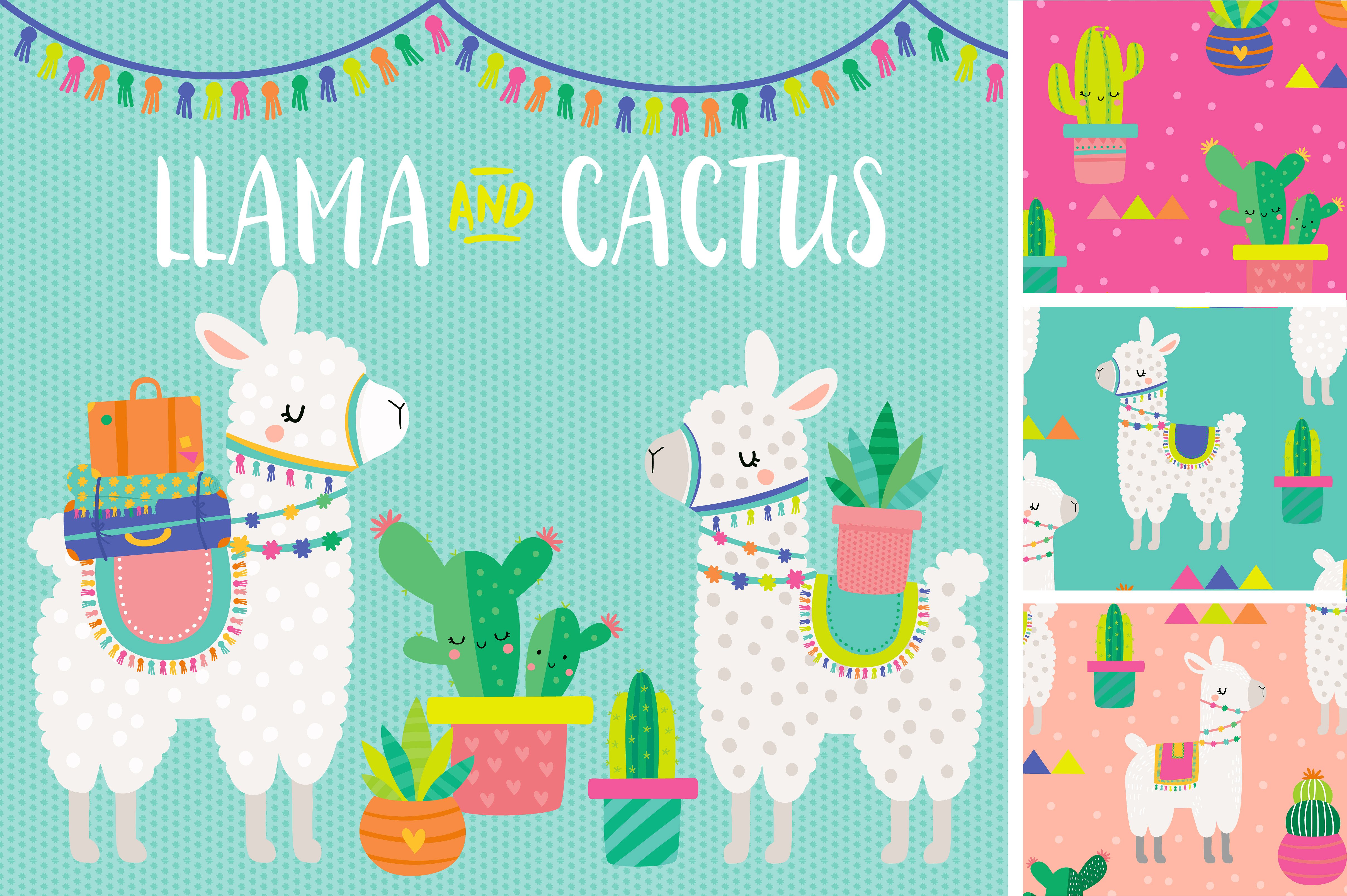 Llama & Cactus Clipart ~ Illustrations ~ Creative Market