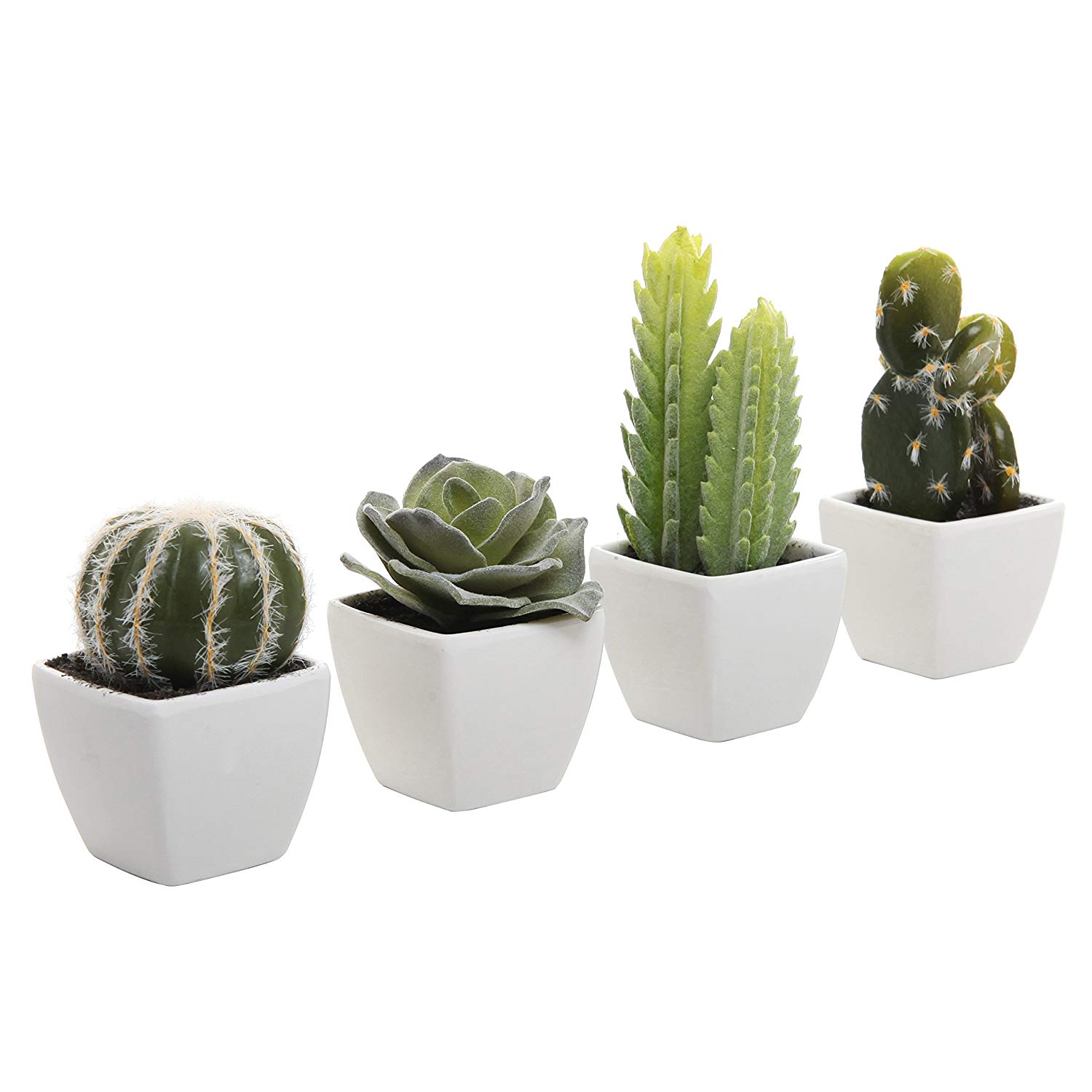Amazon.com: Set of 4 Artificial Mini Succulent & Cactus Plants in ...