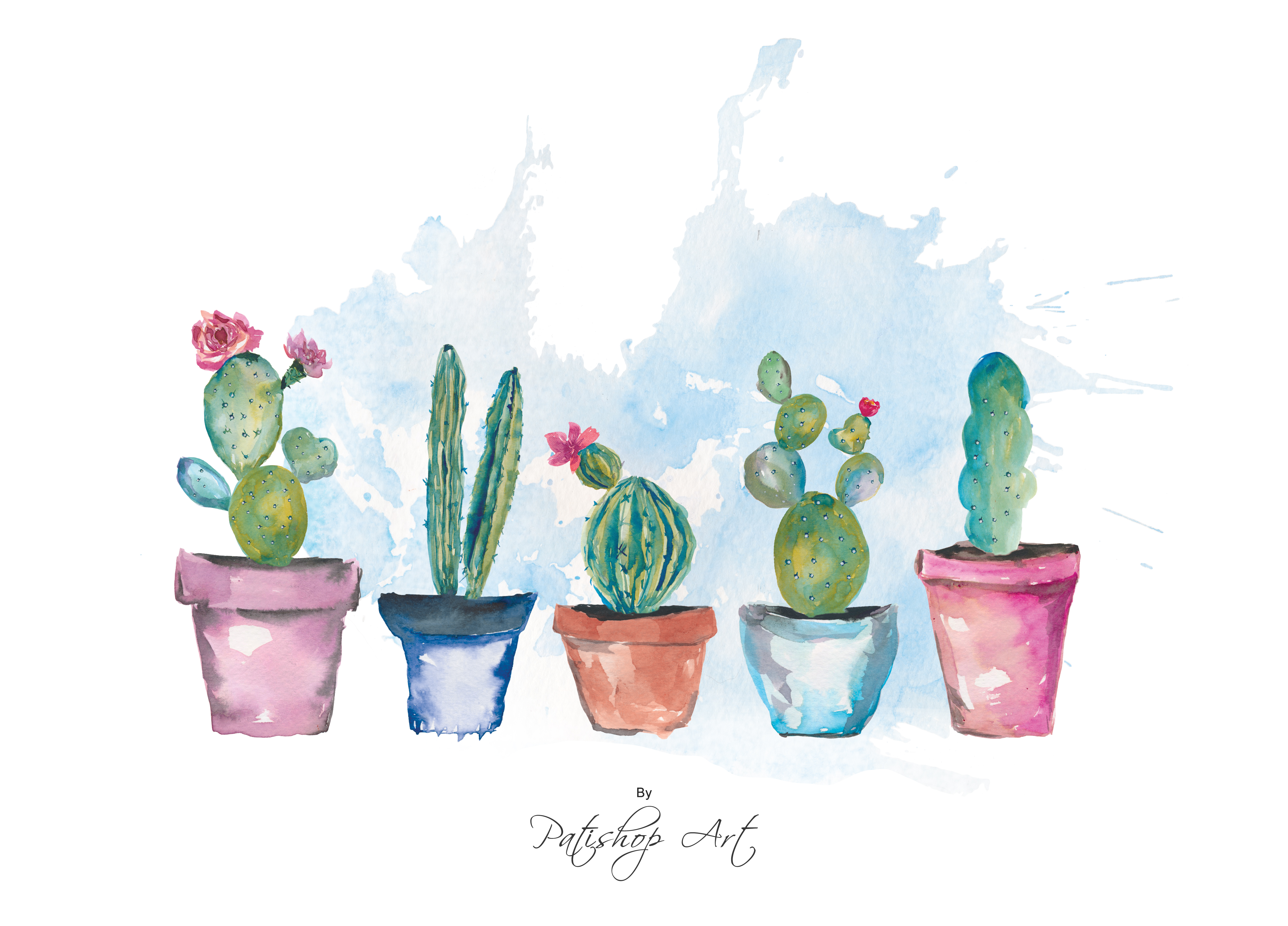 Watercolor Cactus Clip Art Watercolor C | Design Bundles