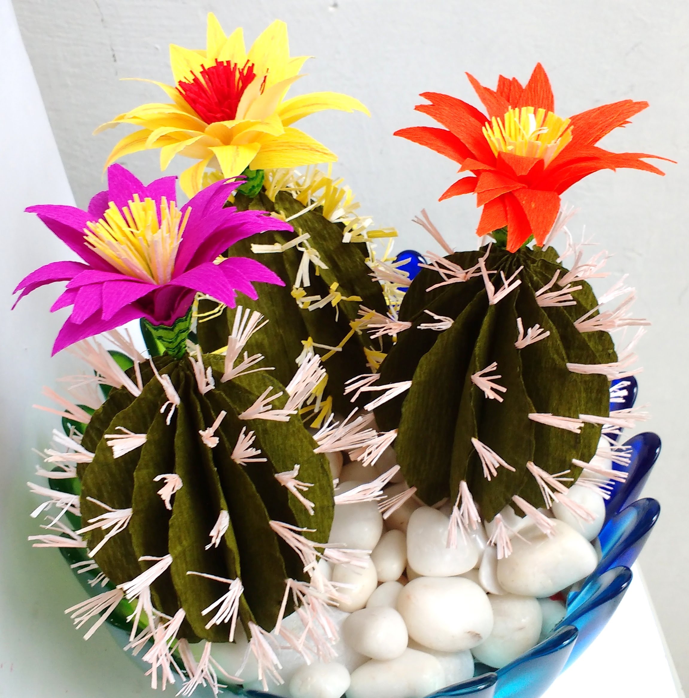 How to make Paper Cactus with Flower (Flower # 74) - YouTube