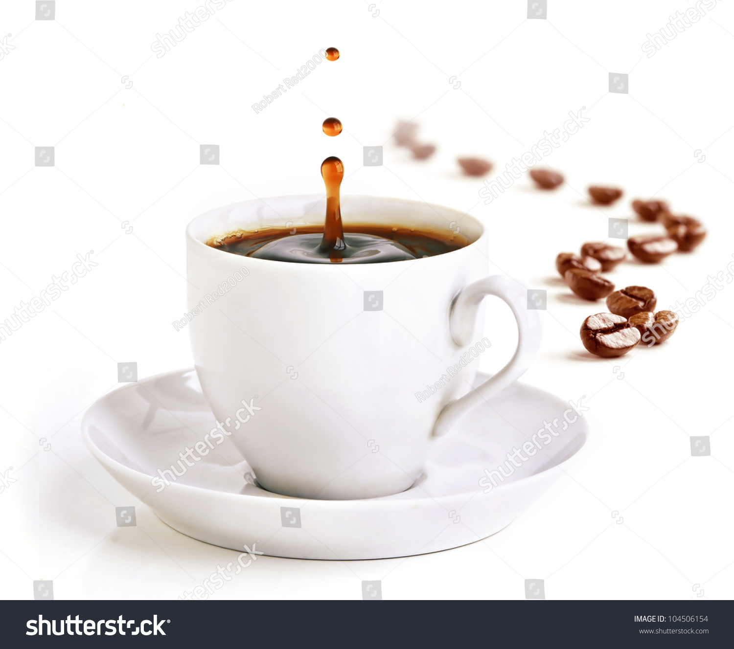 Cup Coffee Splash Drops Morning Coffee Stock Photo 104506154 ...