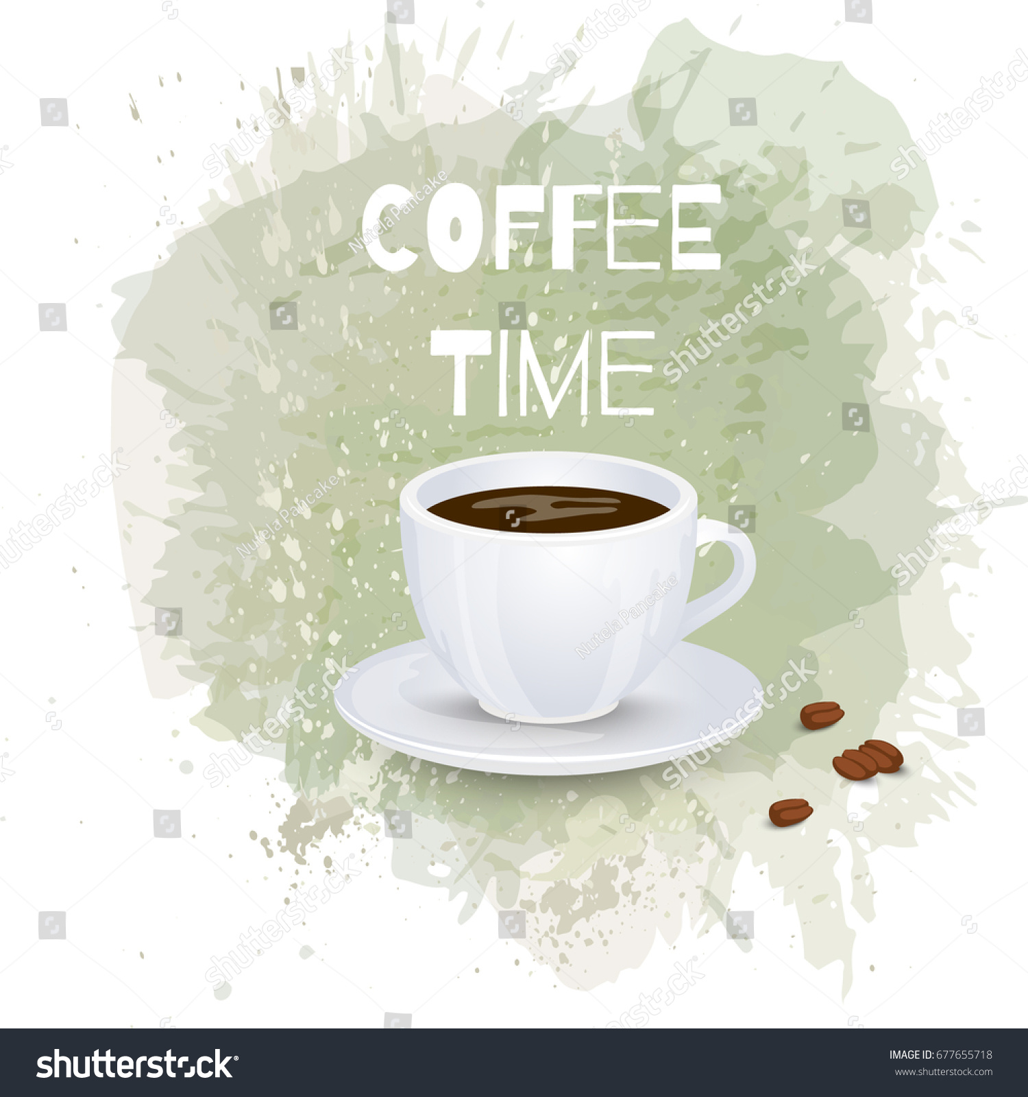 Cup Coffee On Artistic Splash Background Stock Illustration ...