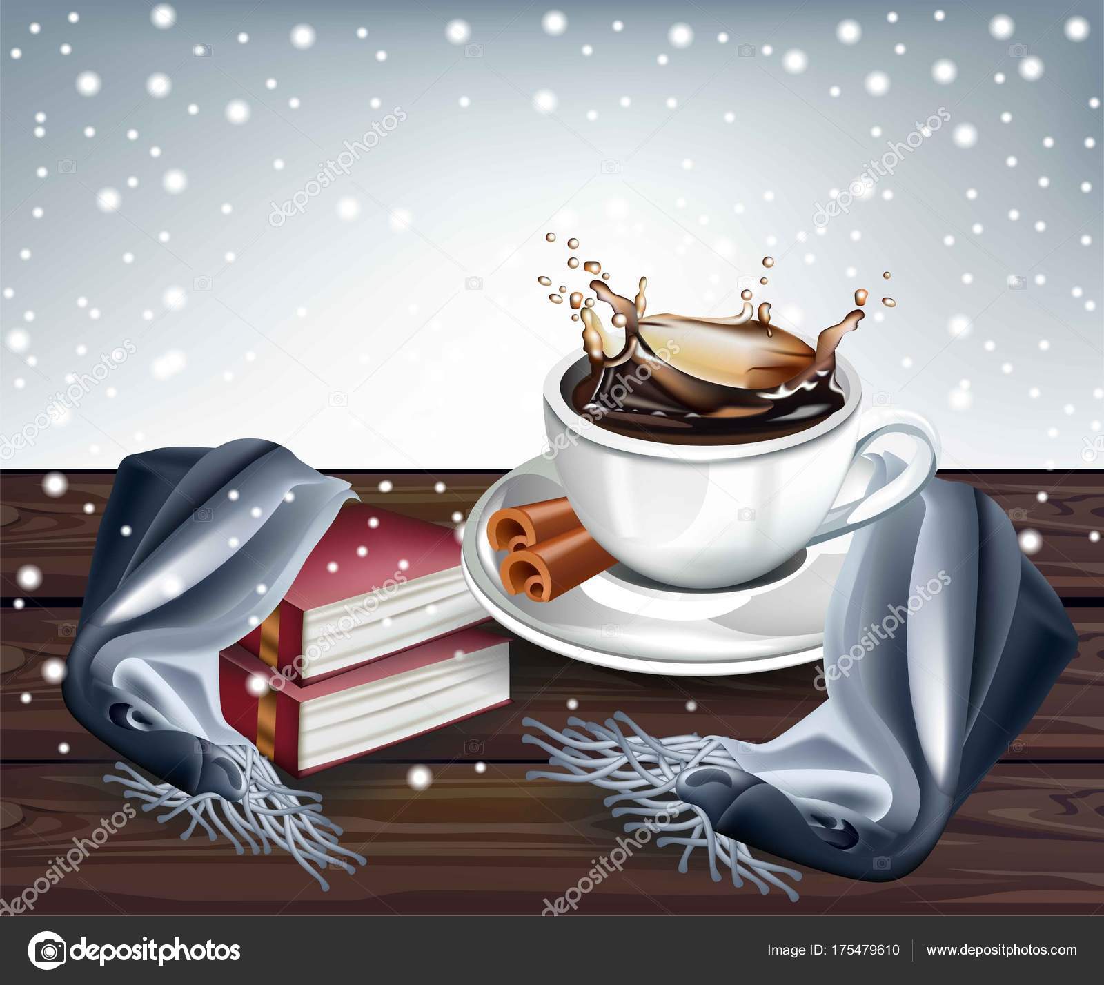 Hot Coffee splash winter background. Vector realistic illustrations ...