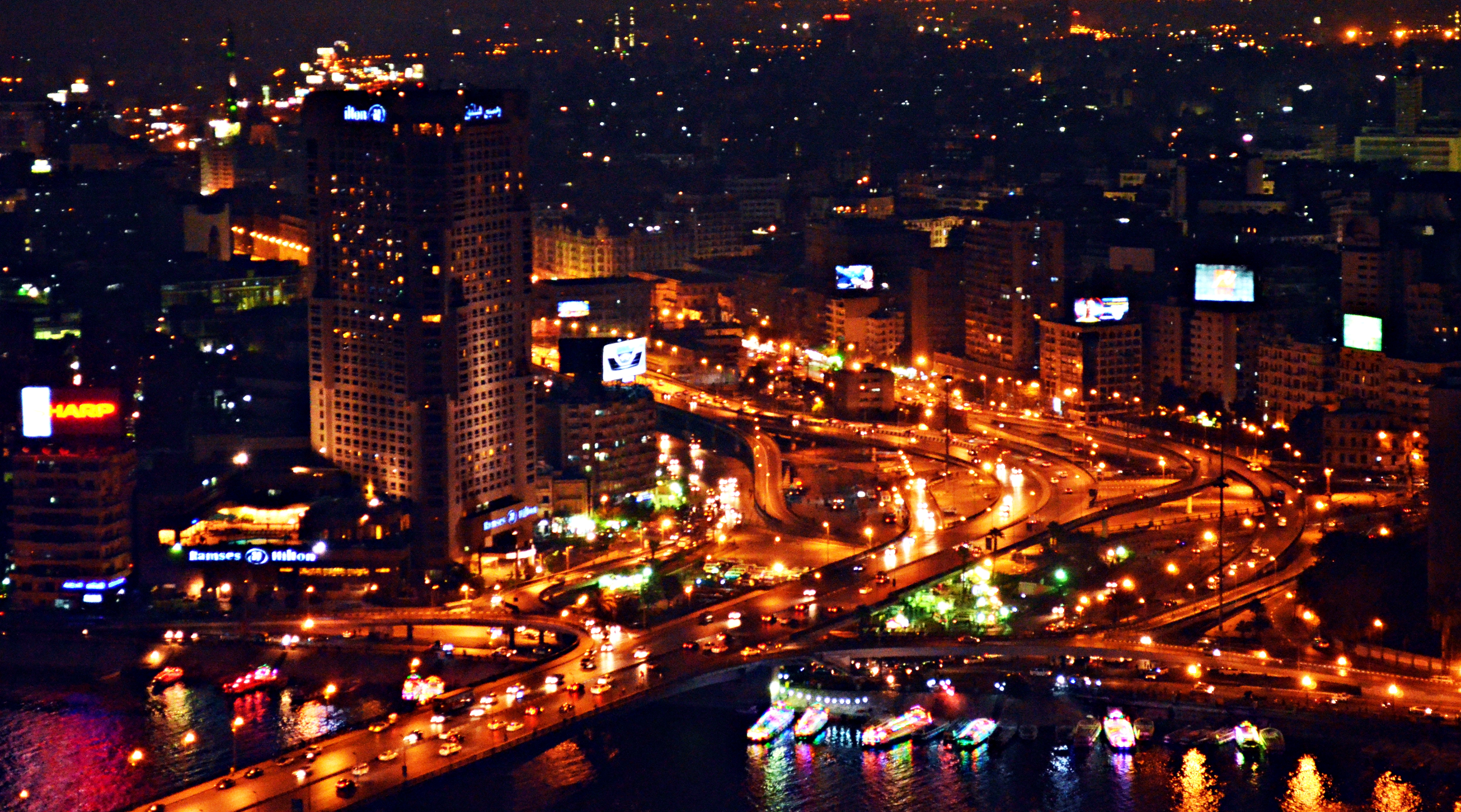 File:6 October Bridge and Ramses Hilton at night-Cairo.JPG ...